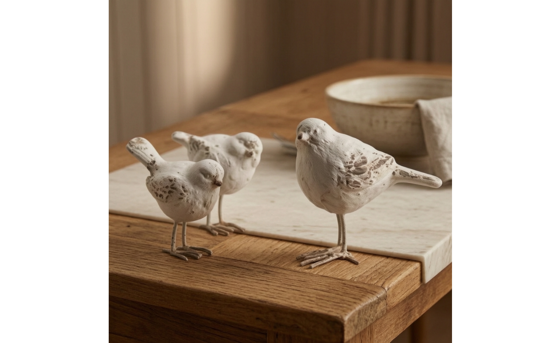 Bird Figurine Distressed Bird Statue Vintage for Shelf, Entryway