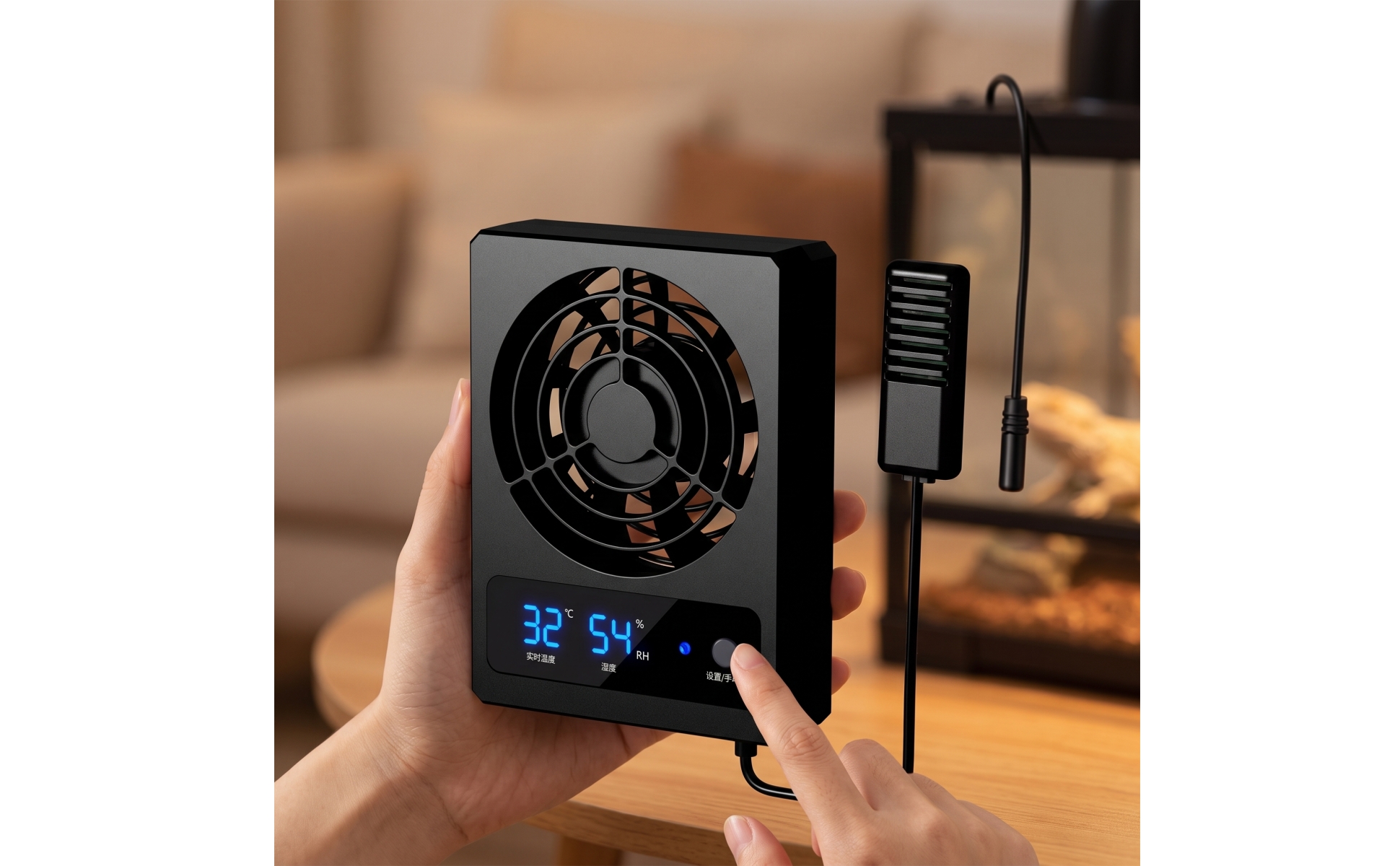 Terrarium-Lüfter mit Sensor Digital Terrarienlüfter mit Display und Sensor