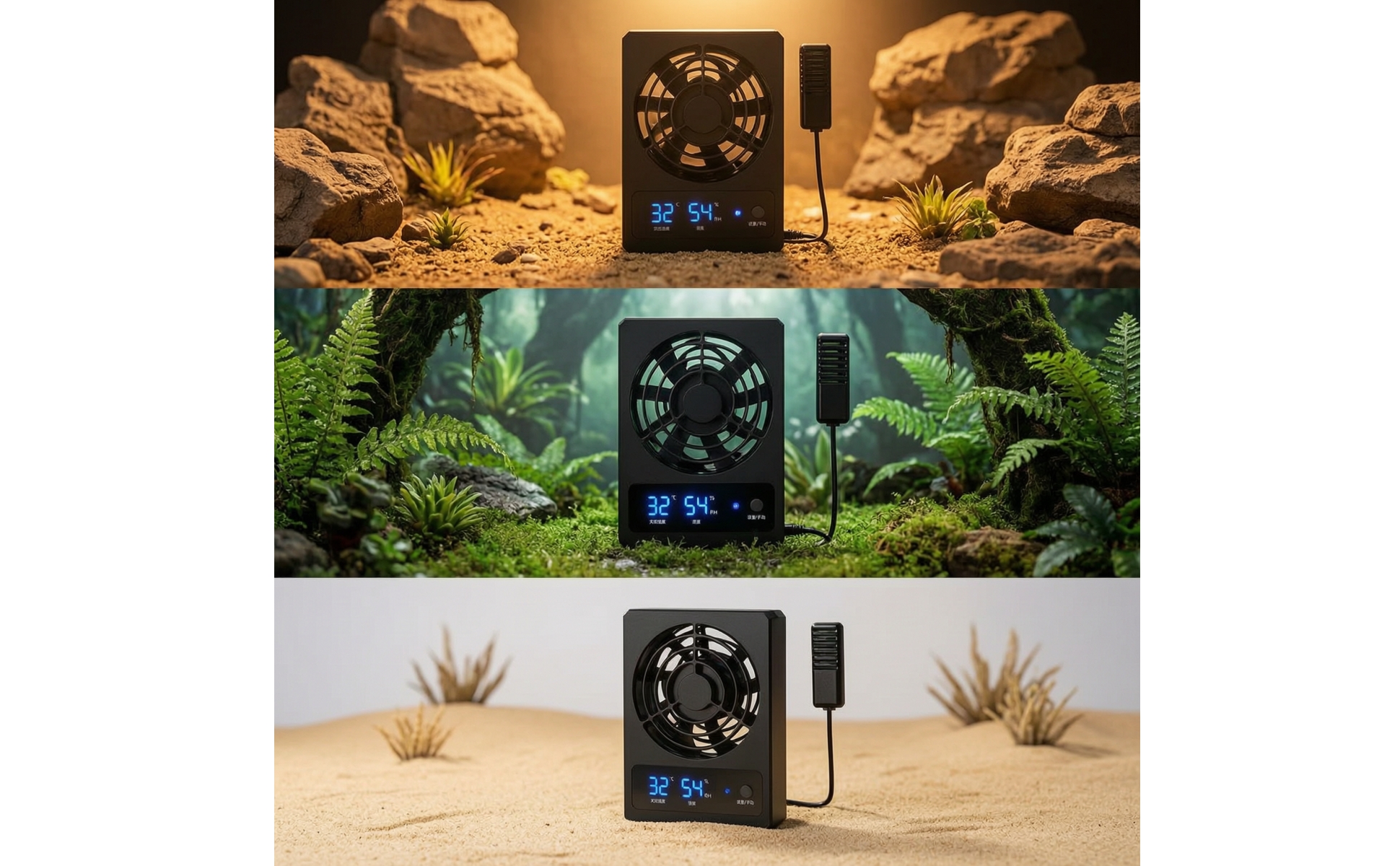 Terrarium-Lüfter mit Sensor Digital Terrarienlüfter mit Display und Sensor