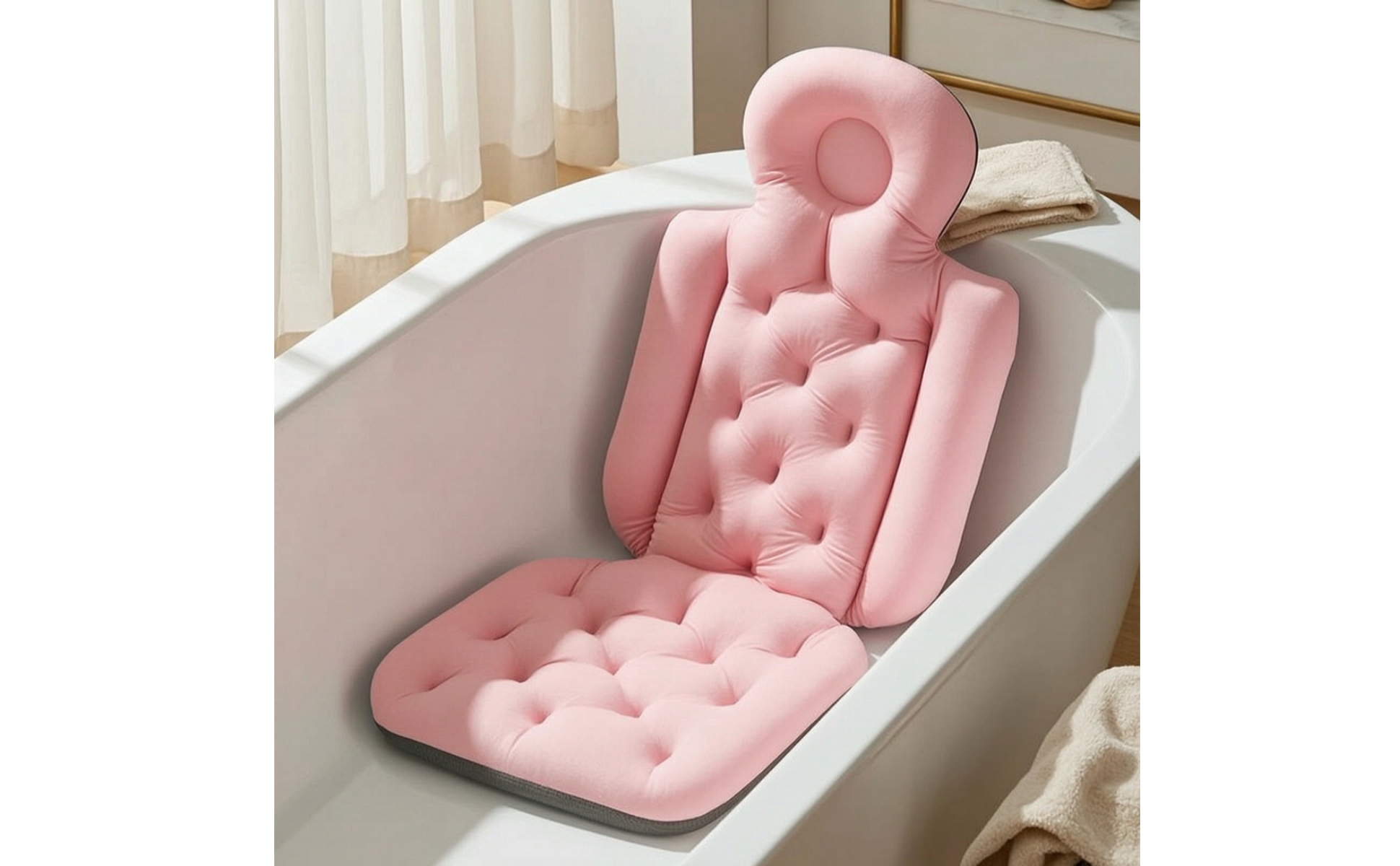 Bath Cushion with Backrest Skin-Friendly Full Body Bath Pillow Supportive