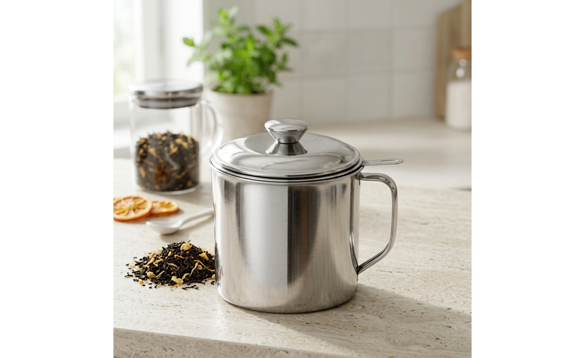 Pot à Huile avec Filtre En Acier Inoxydable Bac à Graisse avec Tamis Inox