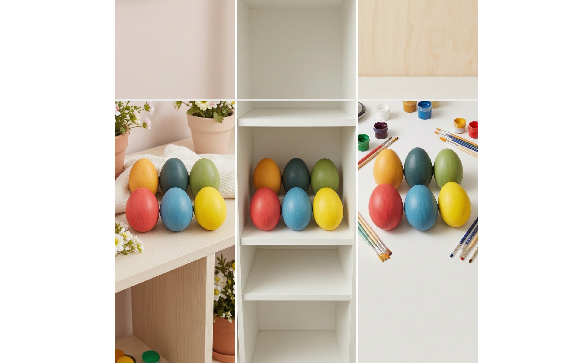 6 Pieces Wooden Easter Eggs Decorative Wooden Egg Smooth for Spring Centerpieces