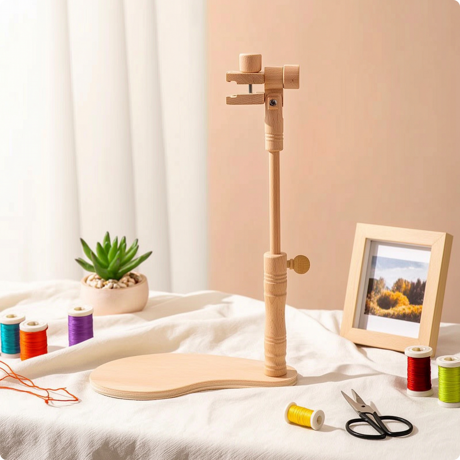 Stickrahmenständer aus Holz Drehbar Verstellbarer Stickrahmenhalter