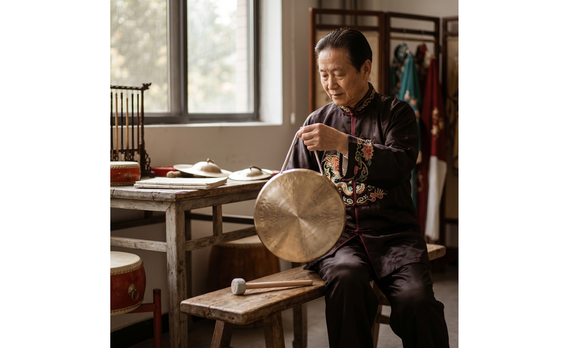 Copper Gong Traditional Gong Handmade for Rehearsal, Classroom, Performers