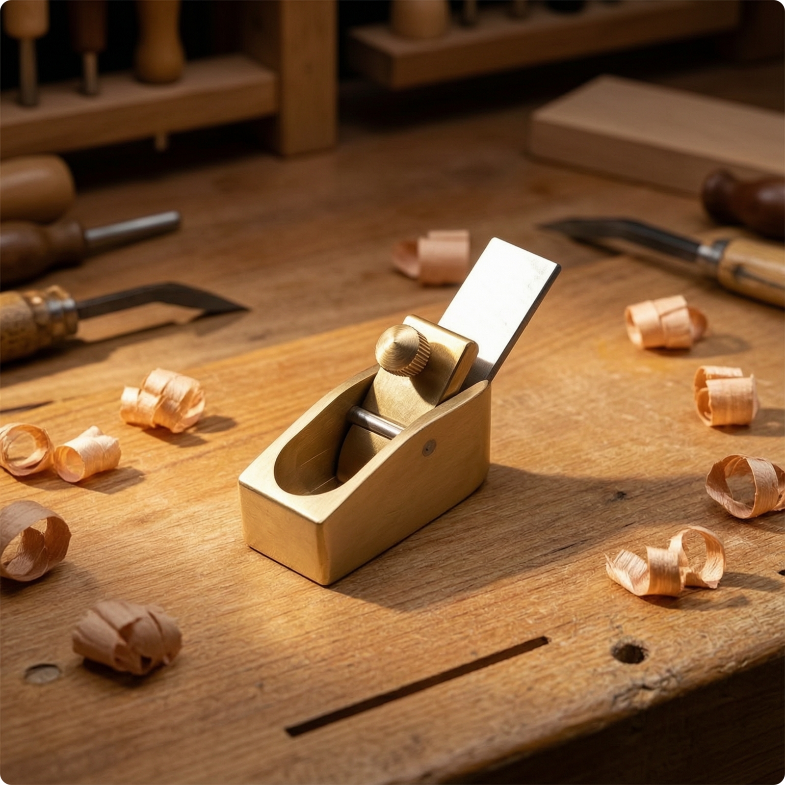 Thumb Plane Brass Woodworking Tool Adjustable for Instrument Making, Woodworkers