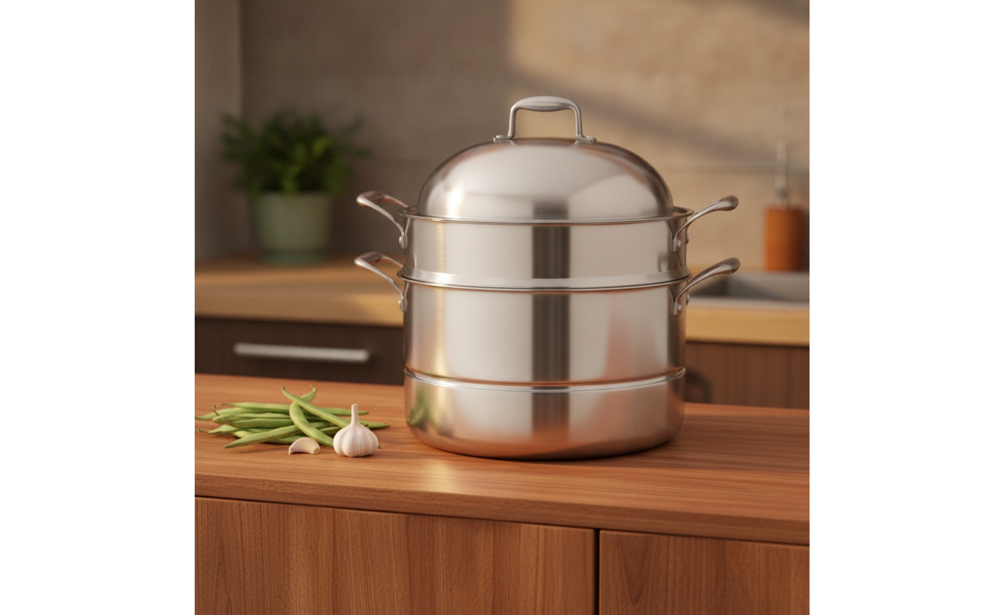 Steamer Pot Stainless Steel Steamer Pot with Lid 3-Layer for Kitchen, Home Cooks