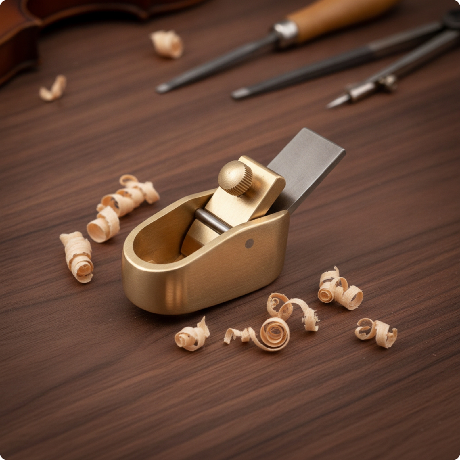 Thumb Plane Brass Woodworking Tool Adjustable for Instrument Making, Woodworkers