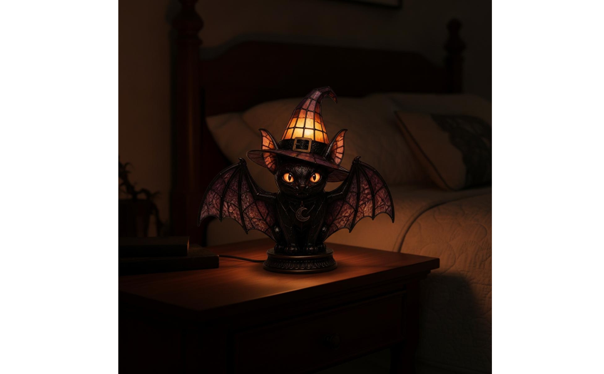 Black Cat Witch Hat Lamp Halloween Cat Lamp with Witch Hat Witchy for Bedroom