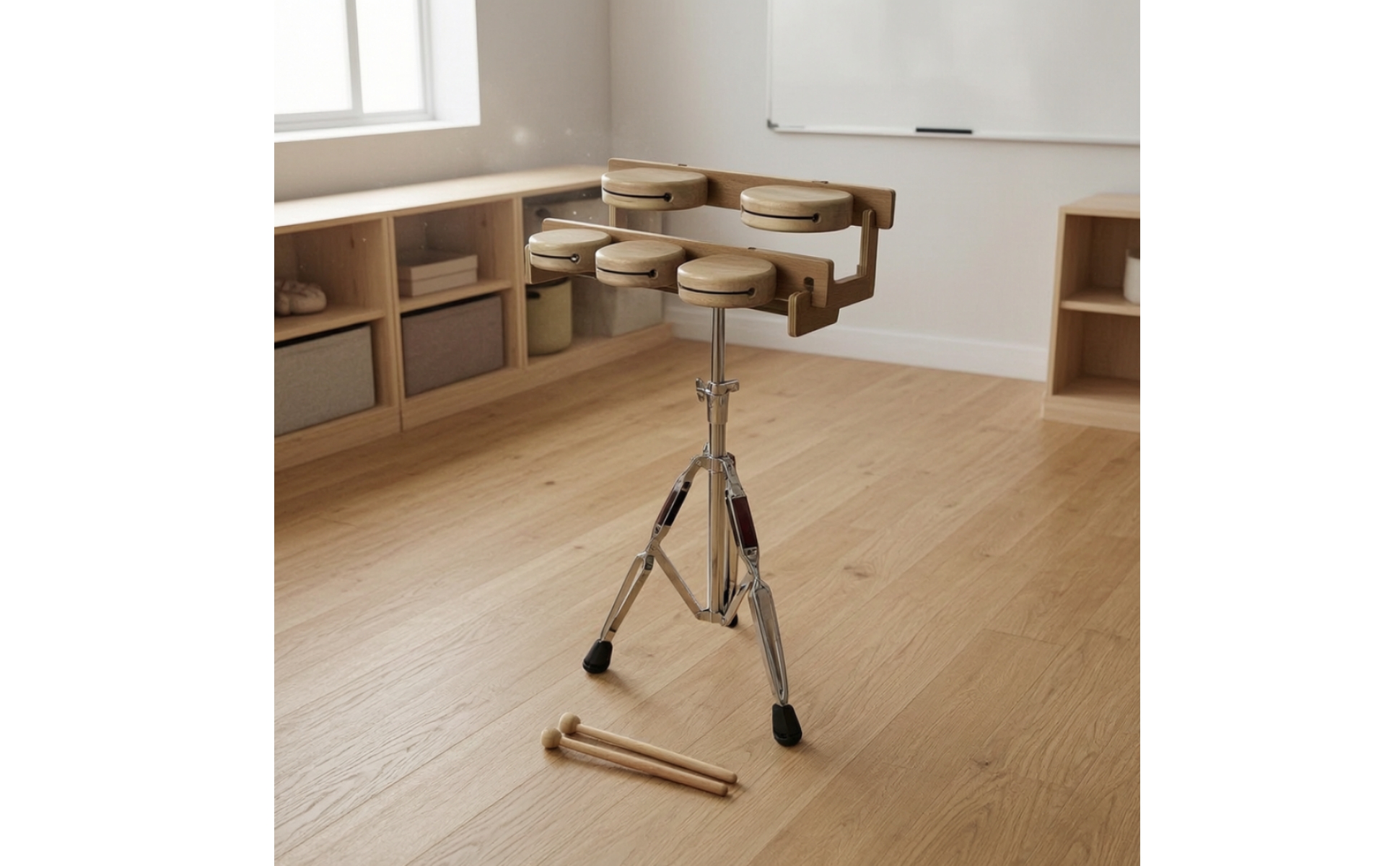 Wood Blocks with Stand Tripod-Mounted 5 Tone Wood Block Wooden for Beginners