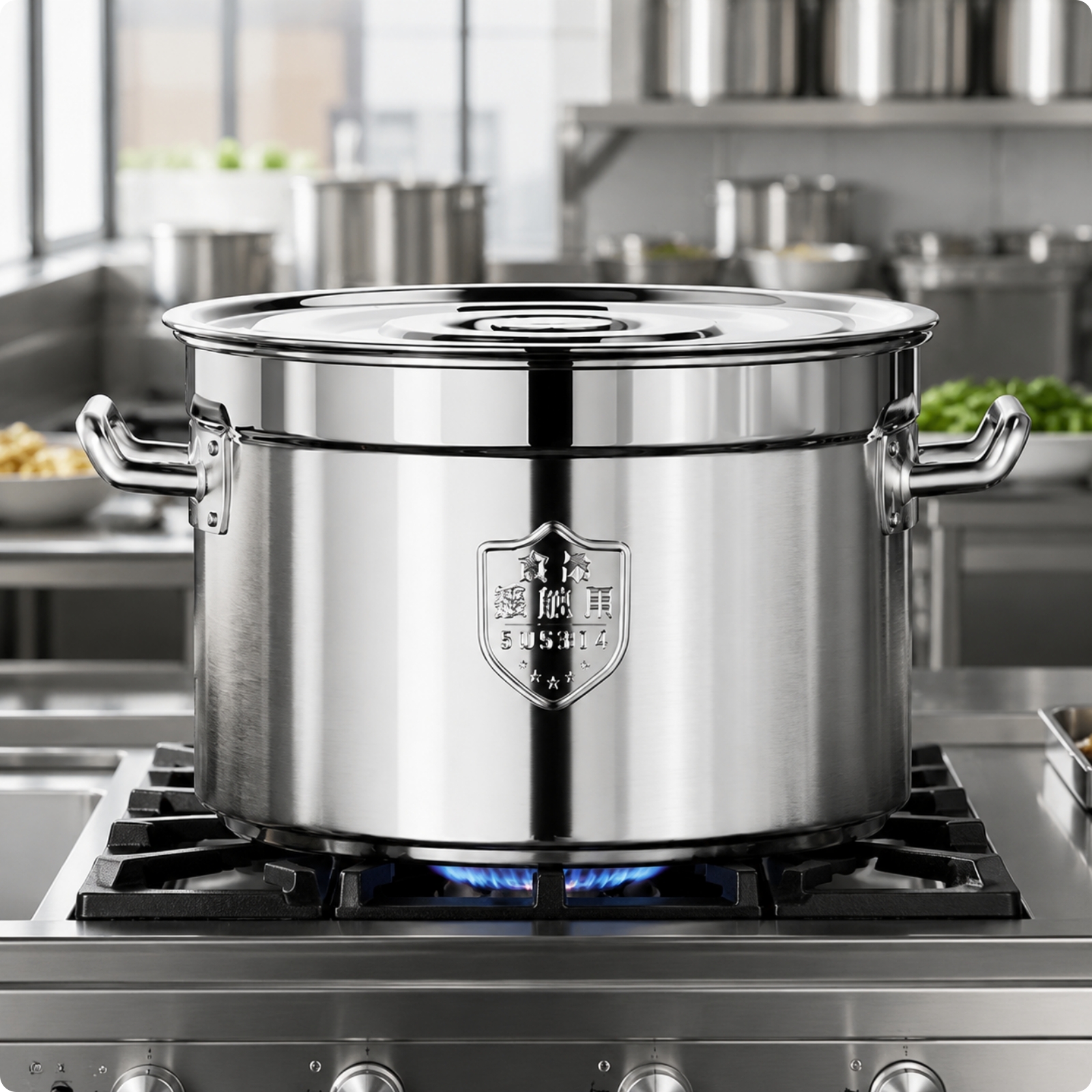 Stainless Steel Stock Pot Flat-Bottom Stock Pot with Lid Induction Compatible