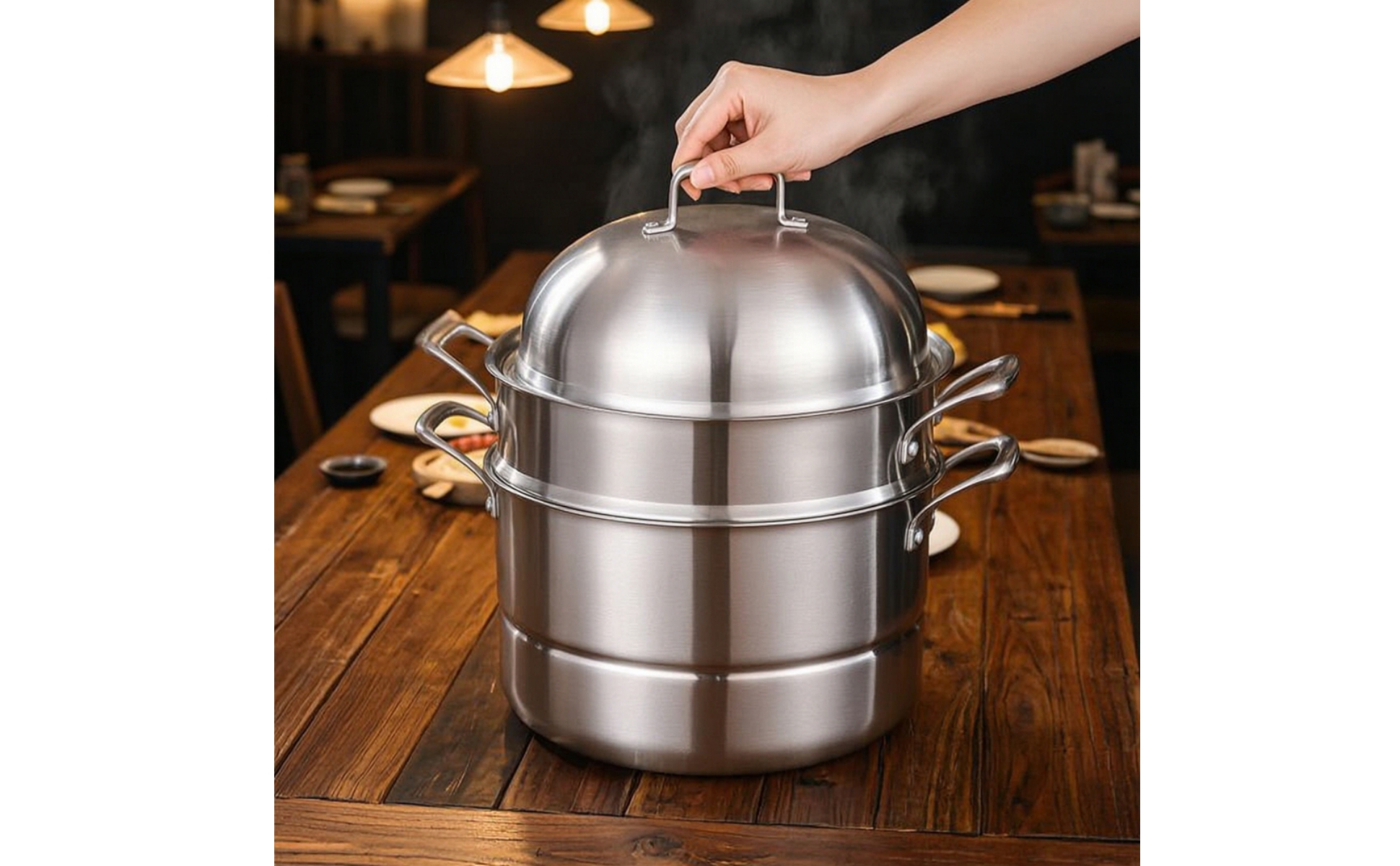 Steamer Pot Stainless Steel Steamer Pot with Lid 3-Layer for Kitchen, Home Cooks