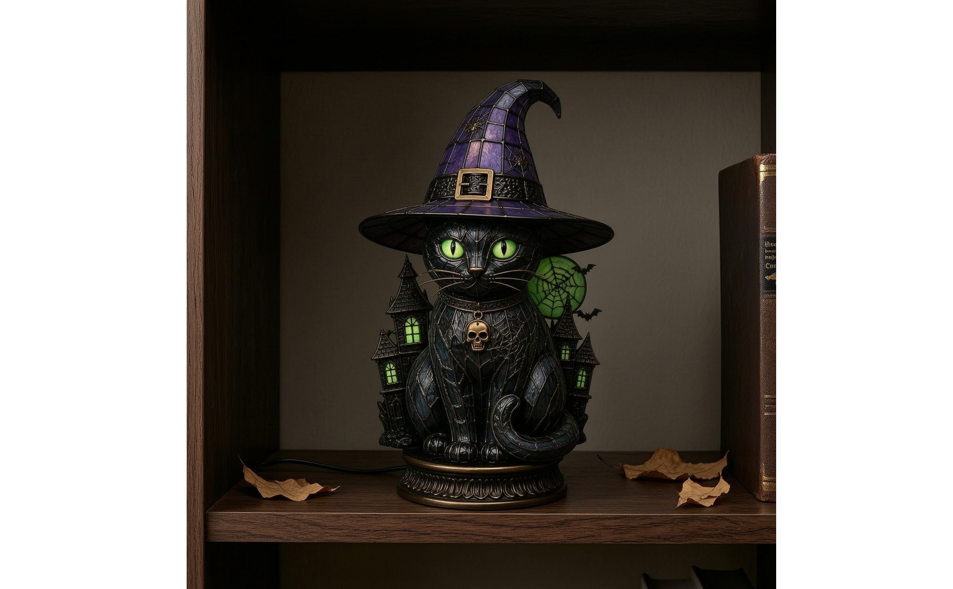 Black Cat Witch Hat Lamp Halloween Cat Lamp with Witch Hat Witchy for Bedroom