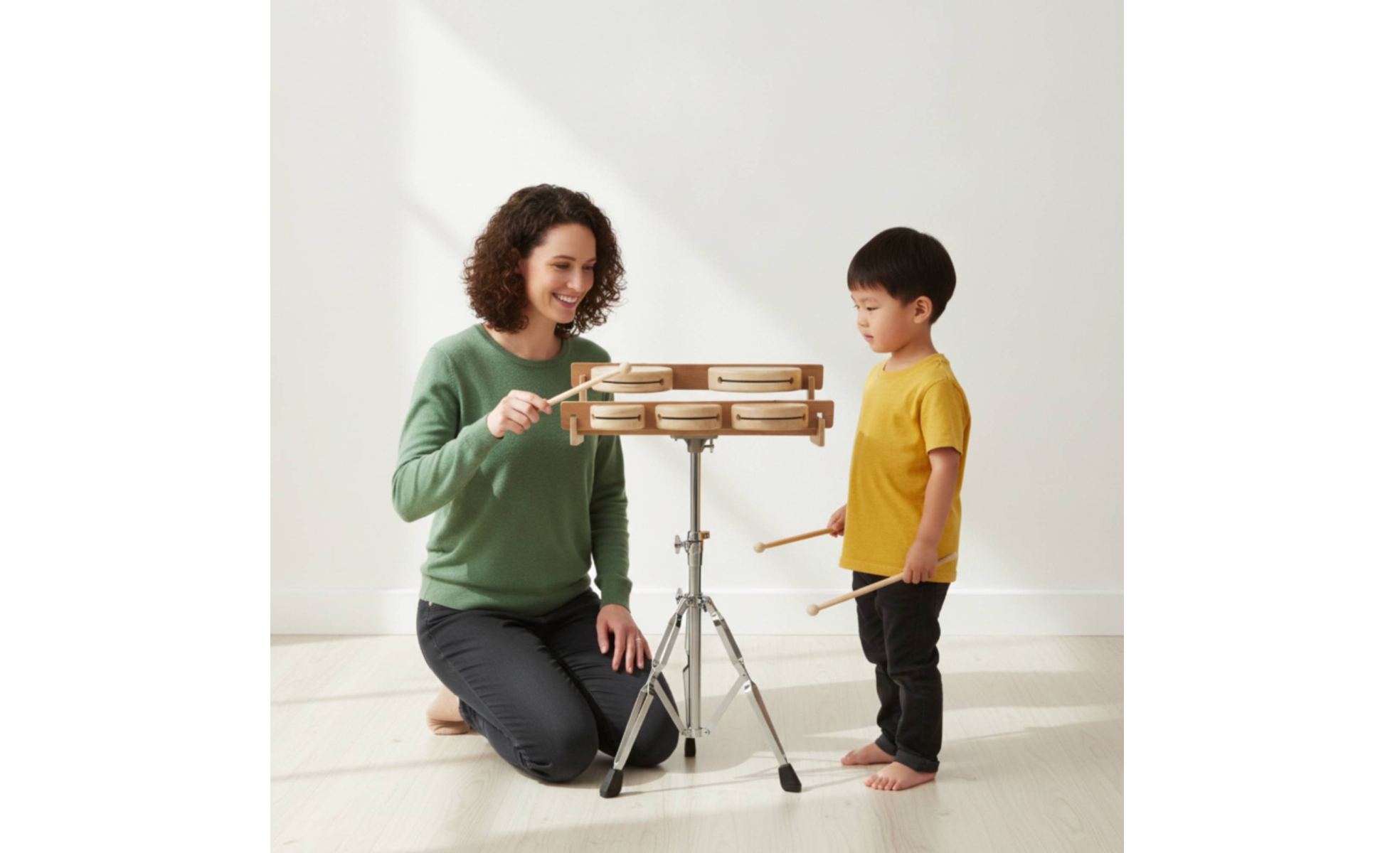 Wood Blocks with Stand Tripod-Mounted 5 Tone Wood Block Wooden for Beginners