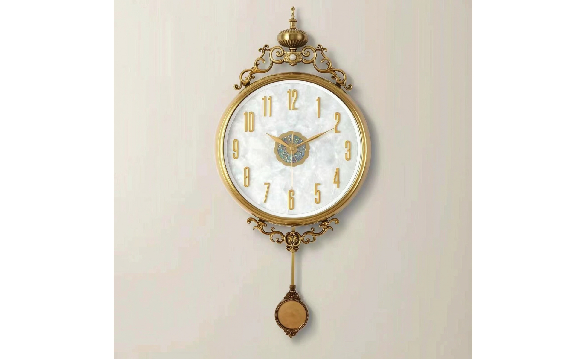 Wall Clock with Pendulum Ornate Silent Wall Clock Non-Ticking for Hallway, Study