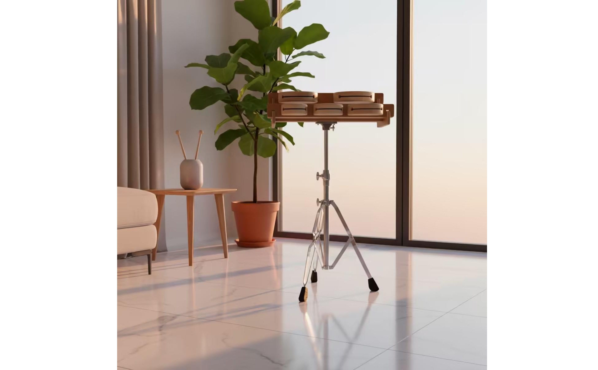 Wood Blocks with Stand Tripod-Mounted 5 Tone Wood Block Wooden for Beginners