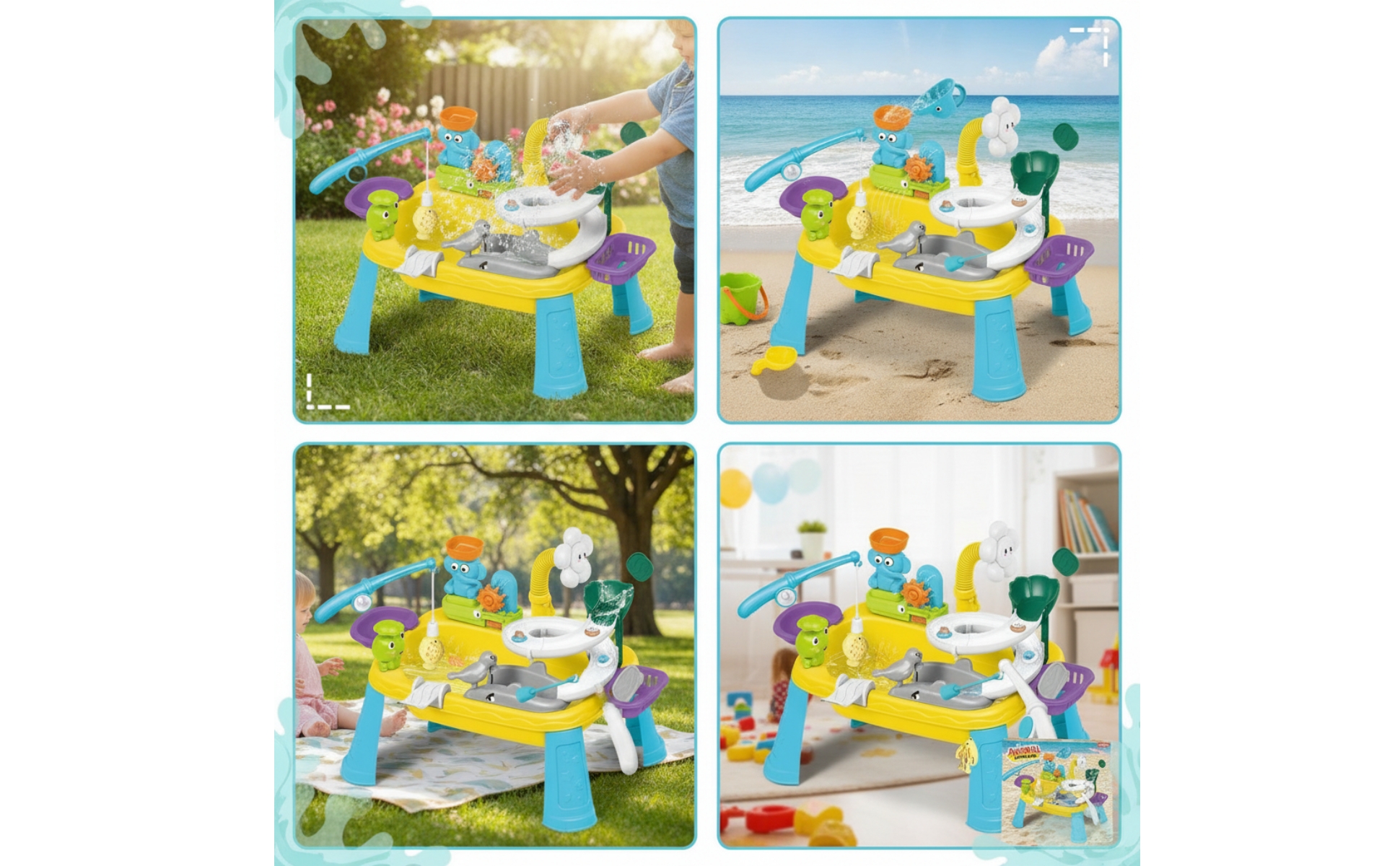 Water Play Table Summer Sensory Table with Hand Pump Interactive for Toddlers