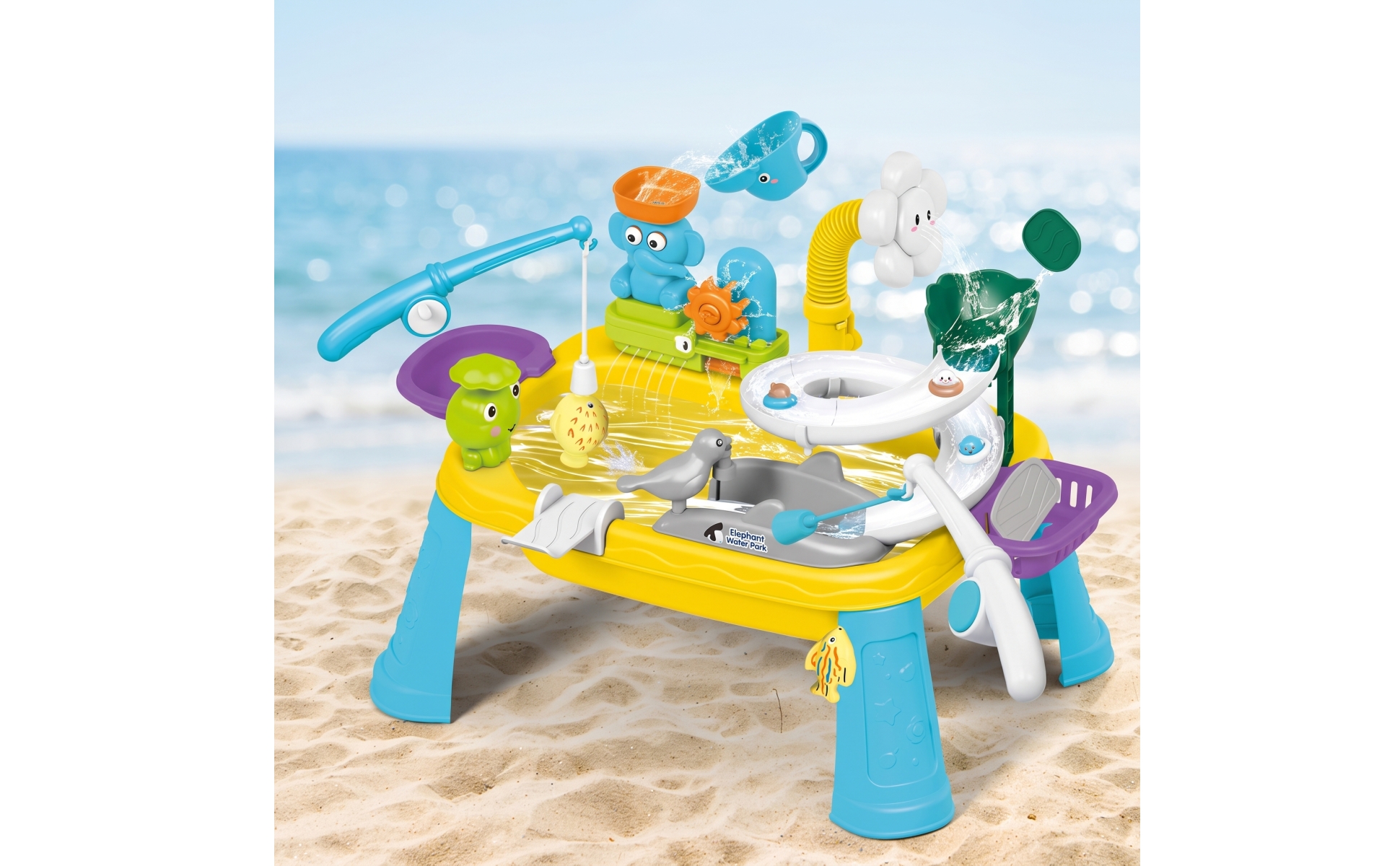 Water Play Table Summer Sensory Table with Hand Pump Interactive for Toddlers