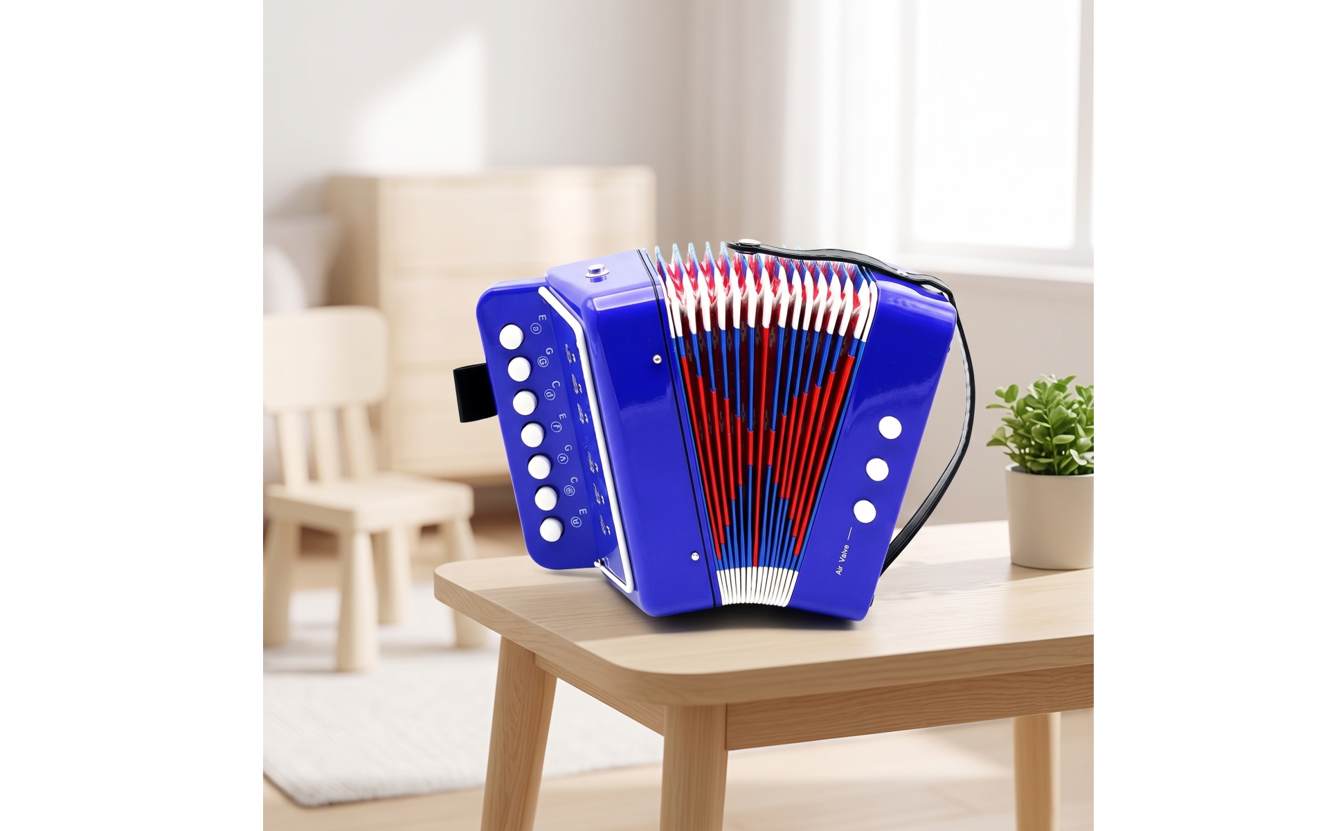 Toy Accordion 7-Key Kids Accordion 2-Bass for Music Lessons, Beginners
