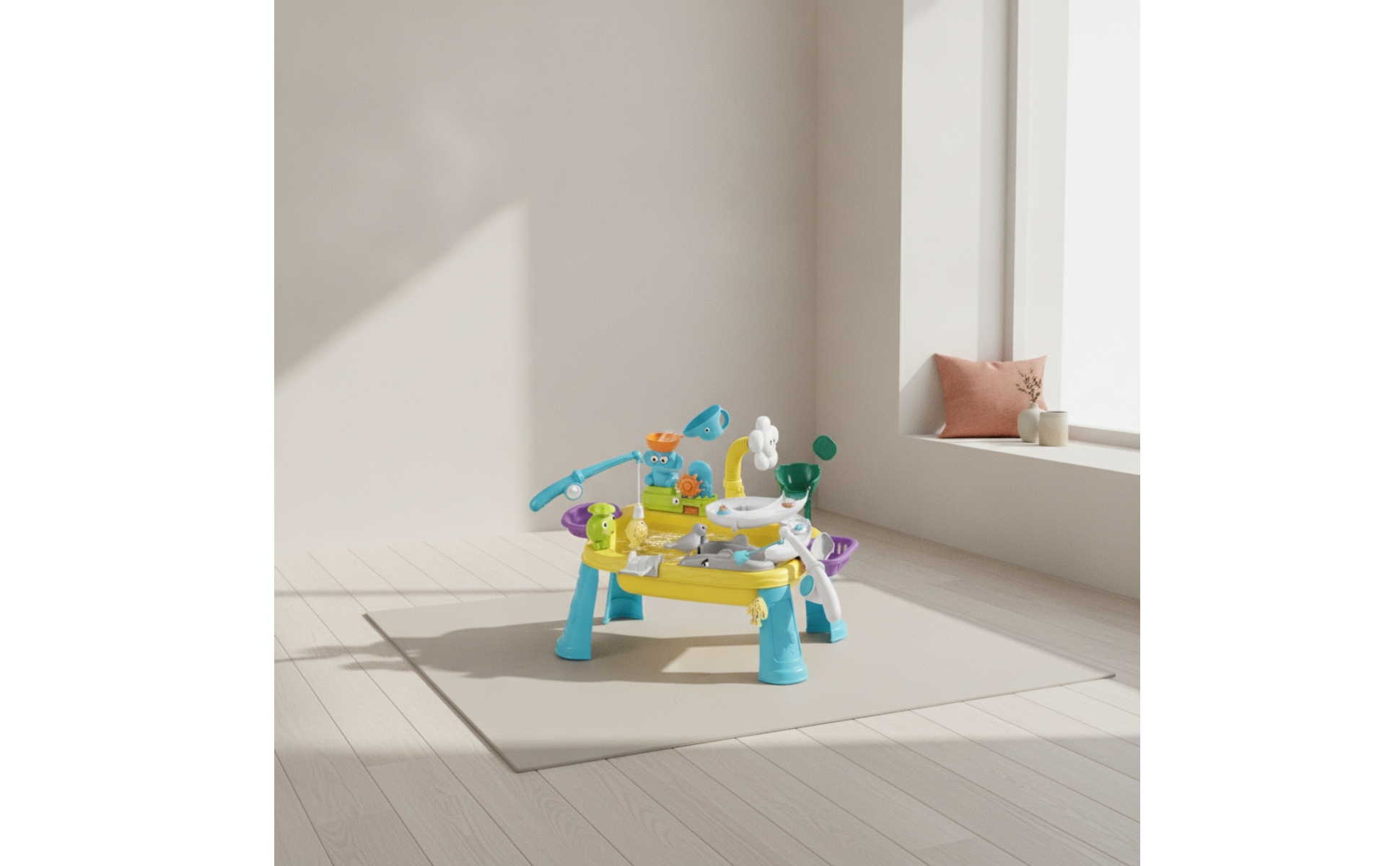 Water Play Table Summer Sensory Table with Hand Pump Interactive for Toddlers