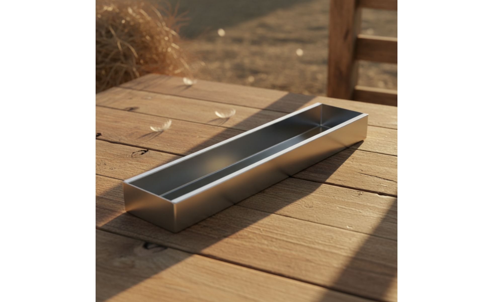 Chicken Feed Trough Stainless Steel Poultry Feed Trough Open-Top for Farm Yard