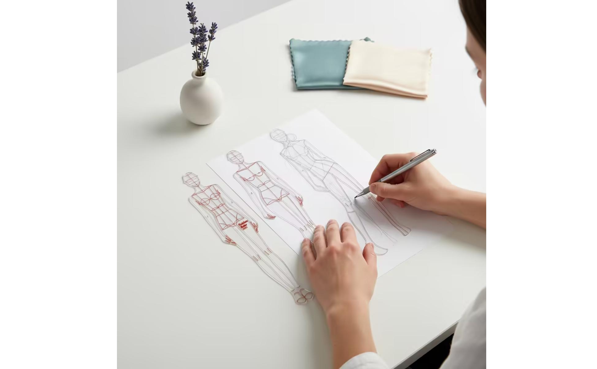 4 Pieces Fashion Figure Template Time-Saving Body Template Ruler Flat