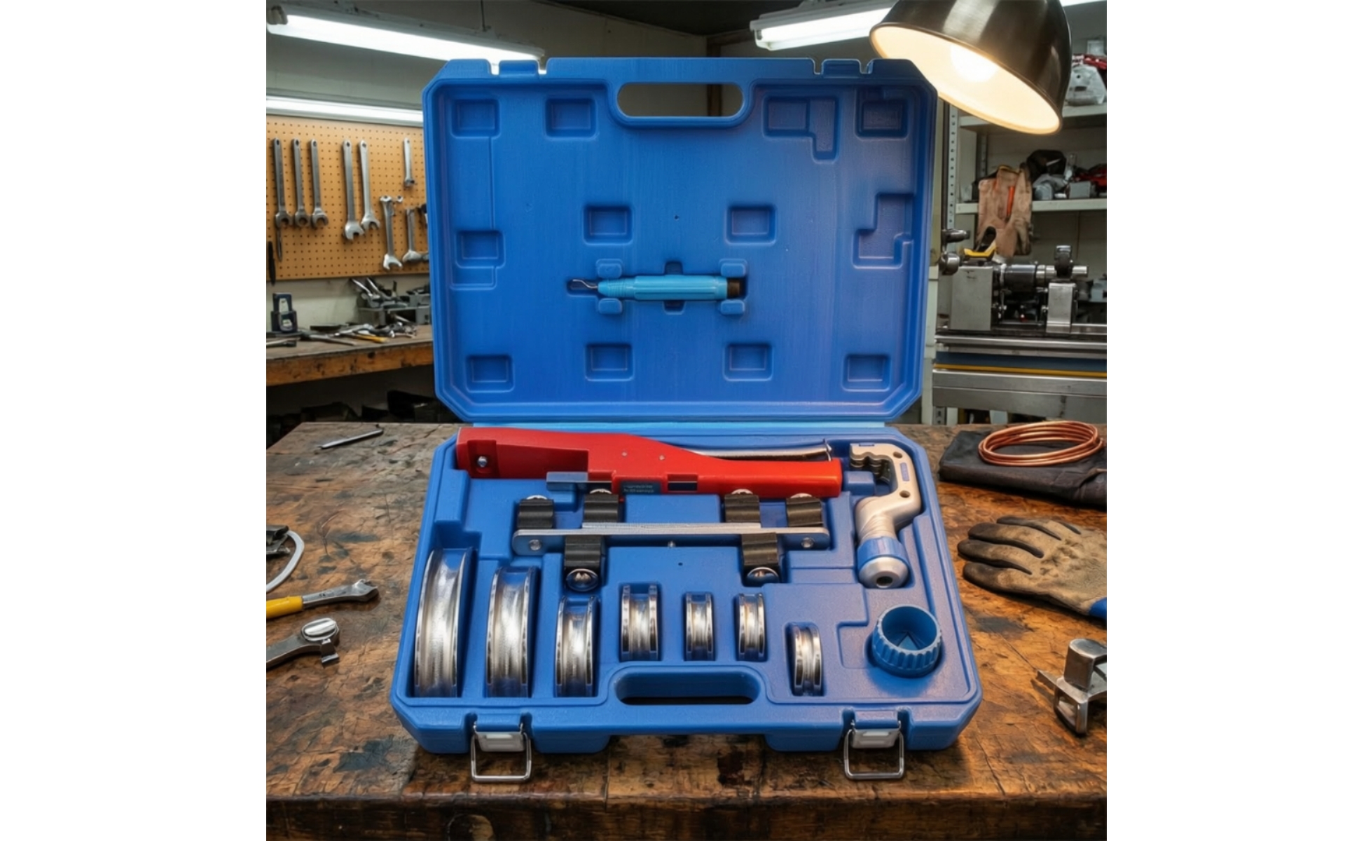Pipe Bender Kit with Case 90-Degree Ratchet Pipe Bender Portable for Installers