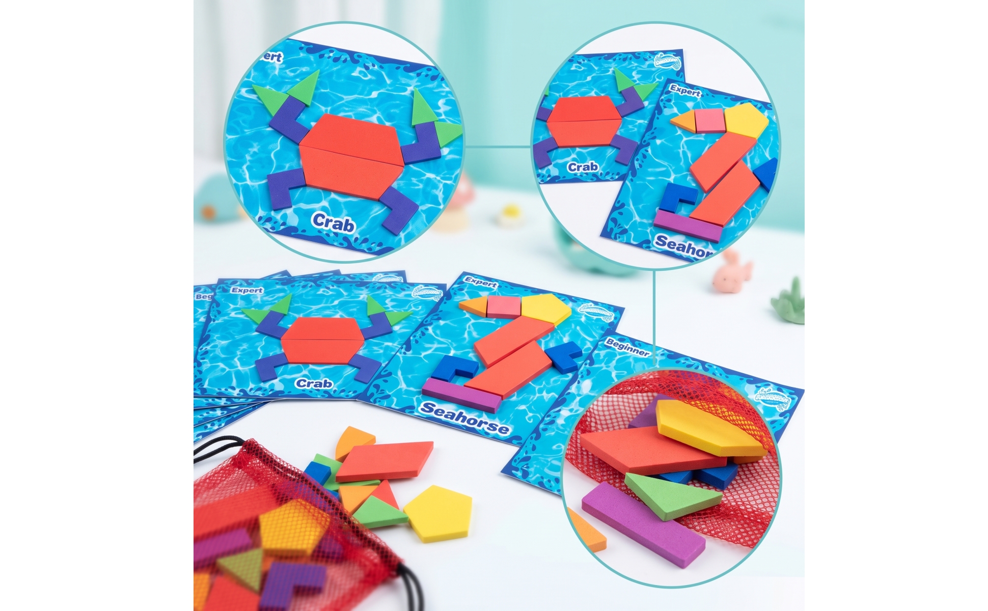 Pool Puzzle with Challenge Cards Waterproof Underwater Puzzle Educational