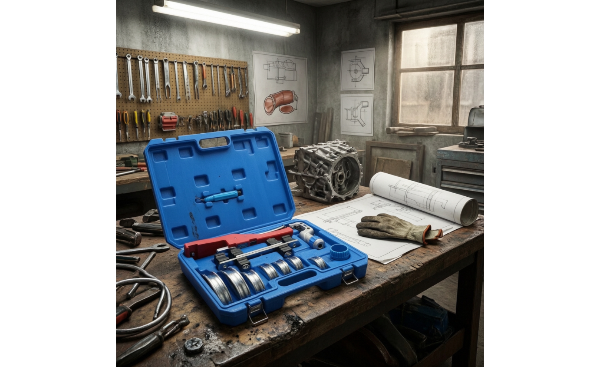 Pipe Bender Kit with Case 90-Degree Ratchet Pipe Bender Portable for Installers
