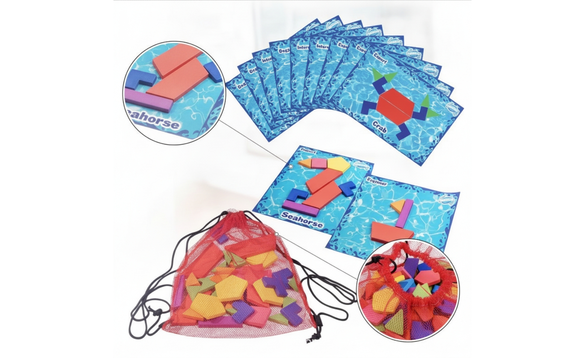 Pool Puzzle with Challenge Cards Waterproof Underwater Puzzle Educational