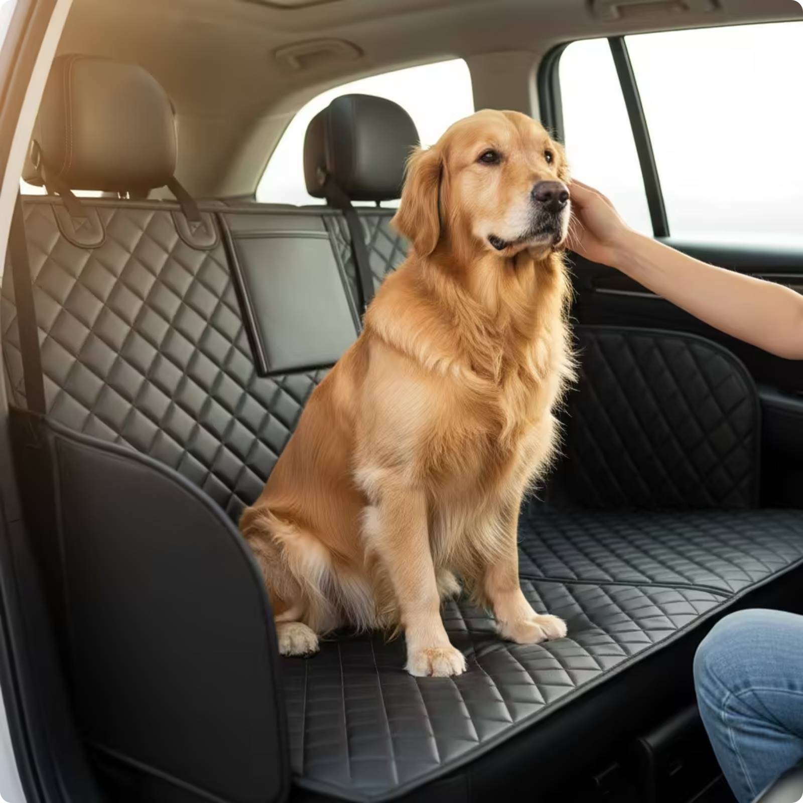 Car Pet Mat with Straps Waterproof Pet Cargo Mat Scratch-Resistant for Travel