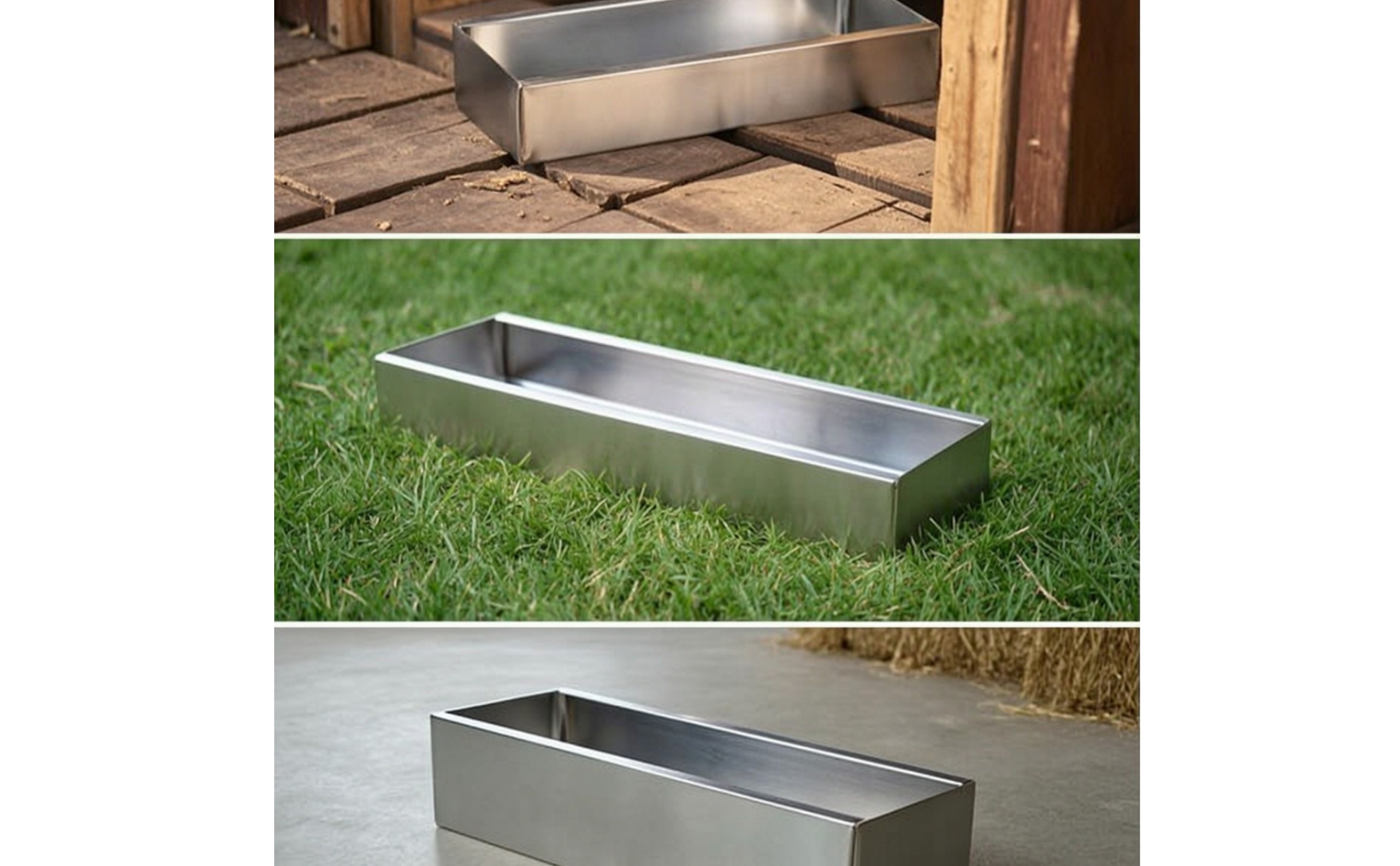 Chicken Feed Trough Stainless Steel Poultry Feed Trough Open-Top for Farm Yard