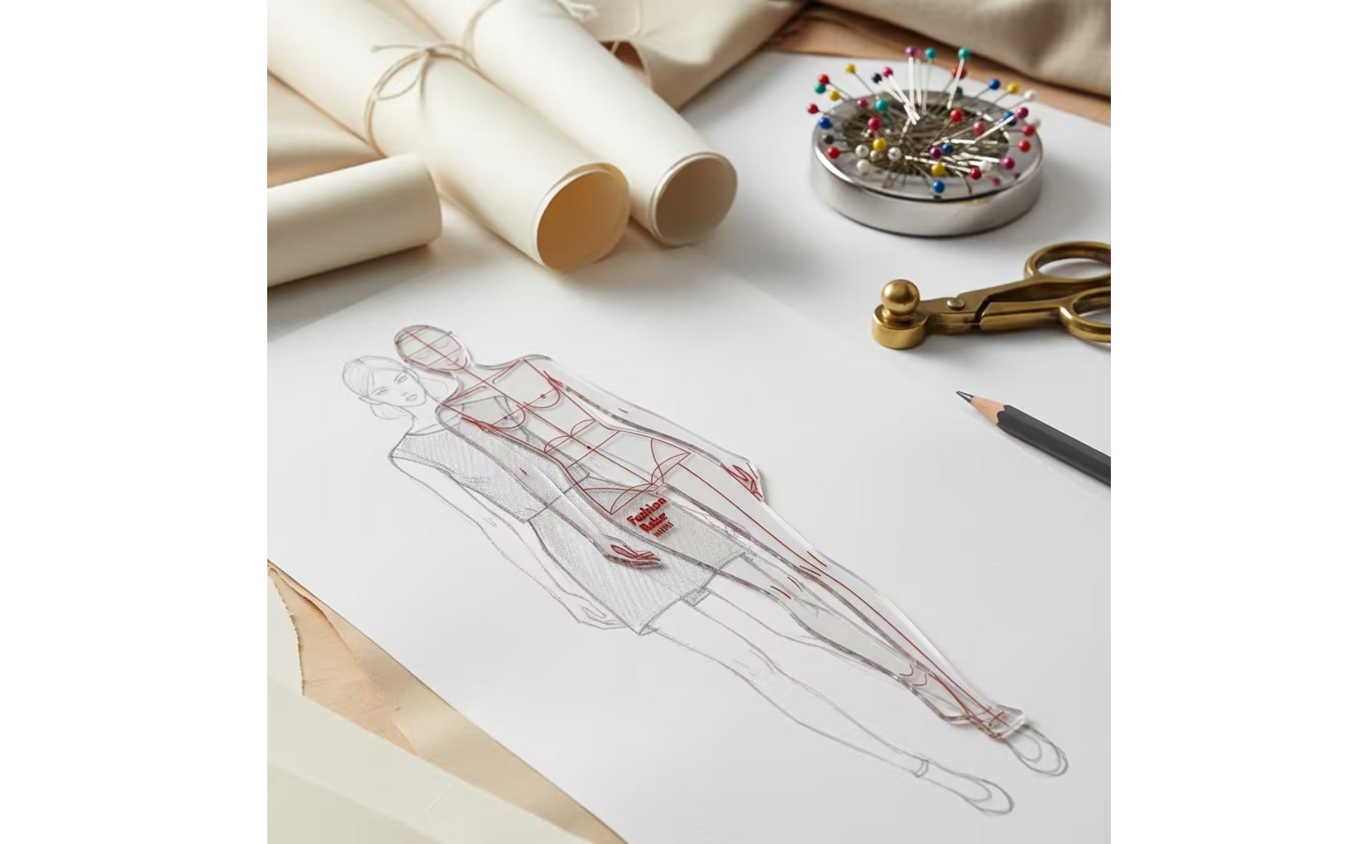 4 Pieces Fashion Figure Template Time-Saving Body Template Ruler Flat