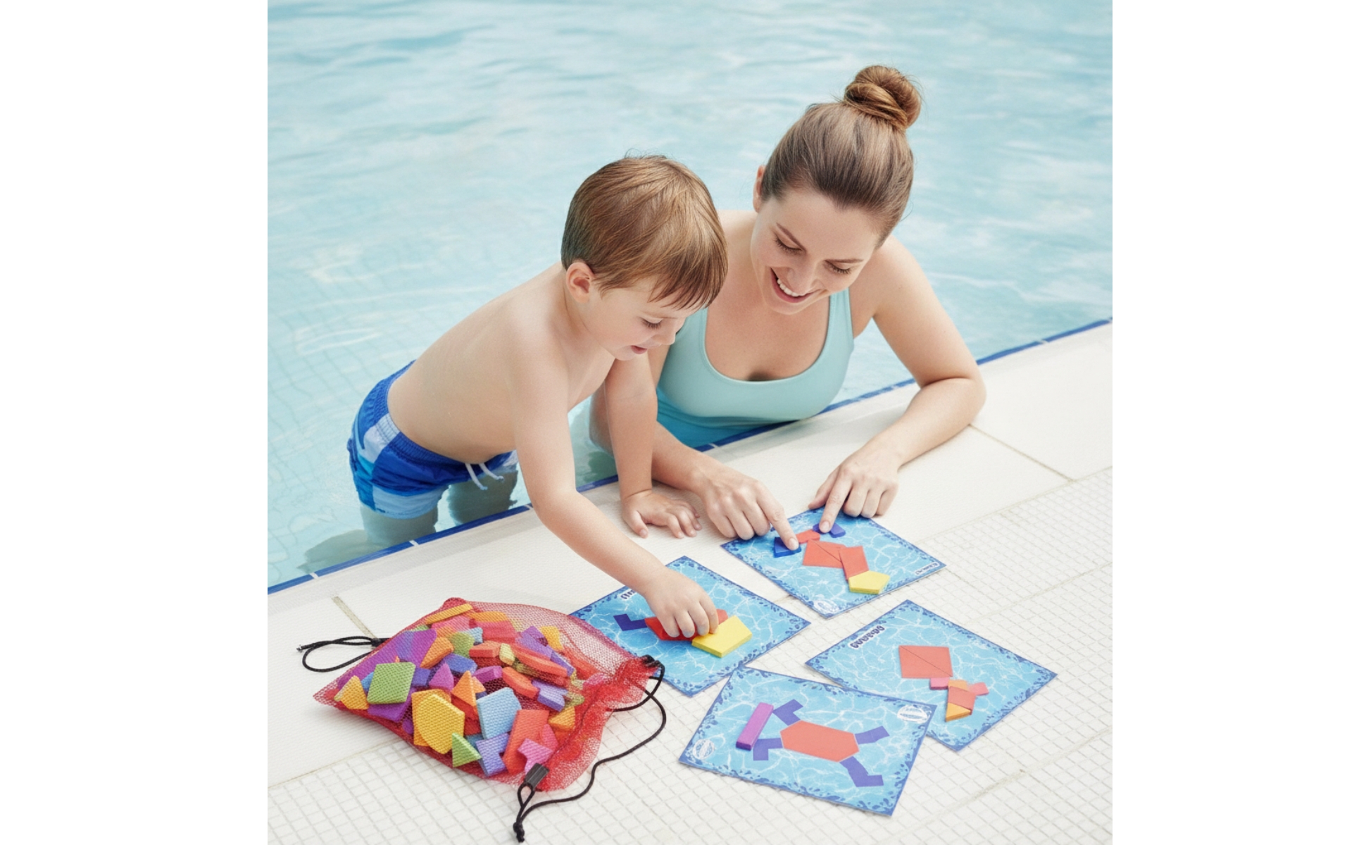 Pool Puzzle with Challenge Cards Waterproof Underwater Puzzle Educational