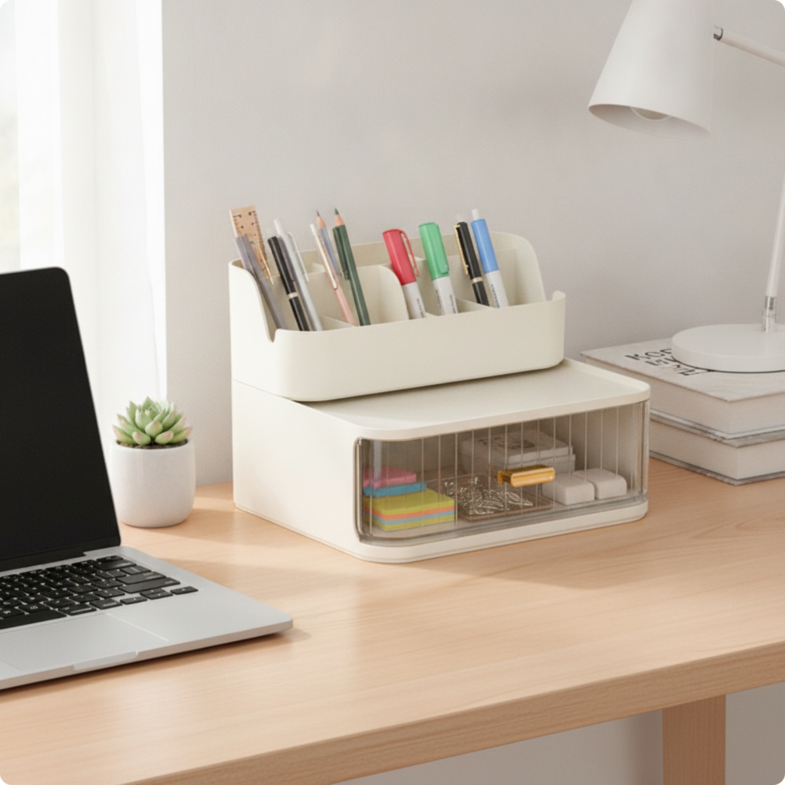 Desk Organizer with Drawers Translucent Desktop Organizer with Drawers