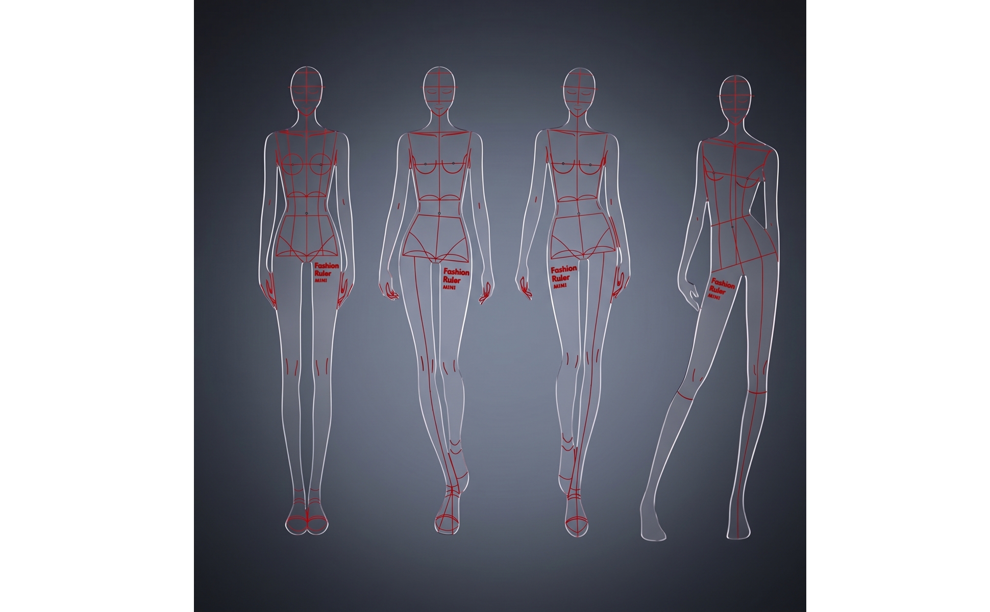 4 Pieces Fashion Figure Template Time-Saving Body Template Ruler Flat