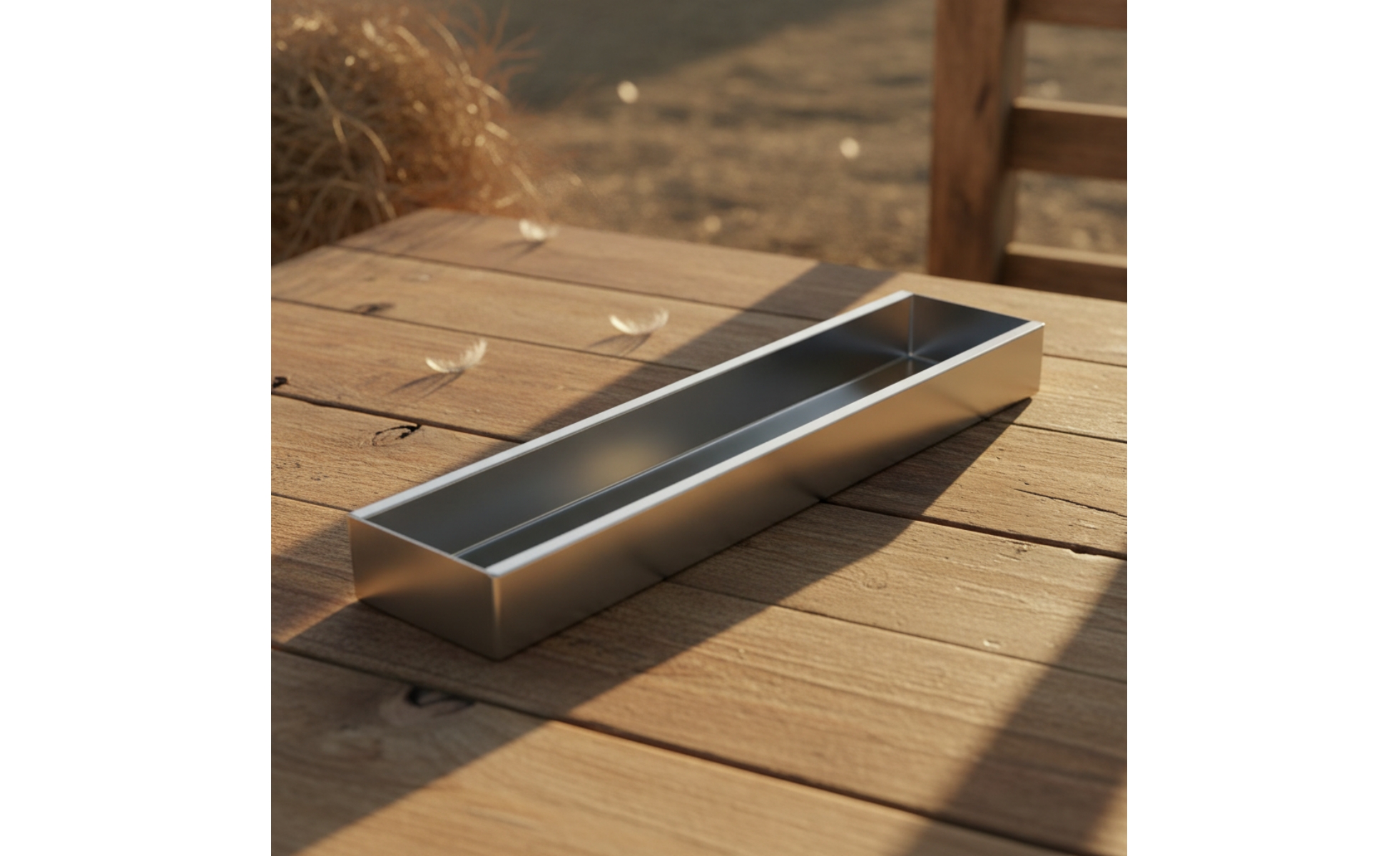 Chicken Feed Trough Stainless Steel Poultry Feed Trough Open-Top for Farm Yard