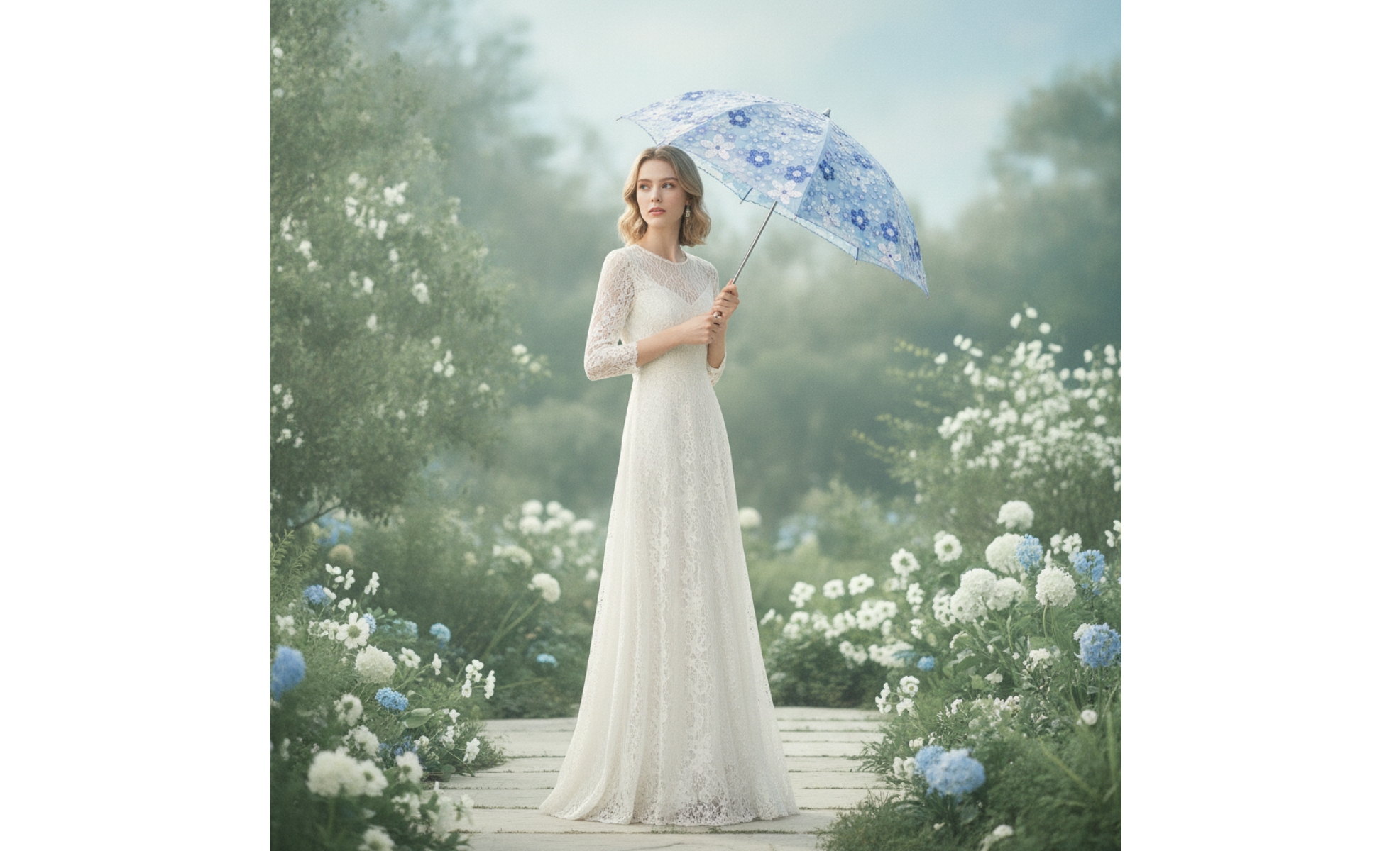 Brautschirm faltbar Spitzenschirm romantisch für Hochzeit, Fotoshooting, Bräute
