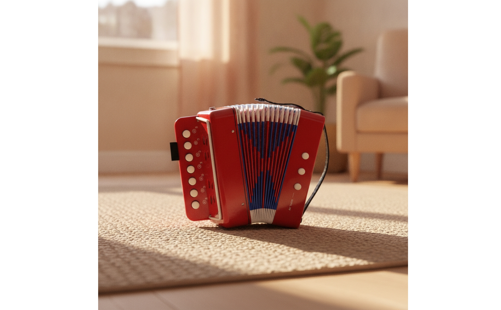 Toy Accordion 7-Key Kids Accordion 2-Bass for Music Lessons, Beginners