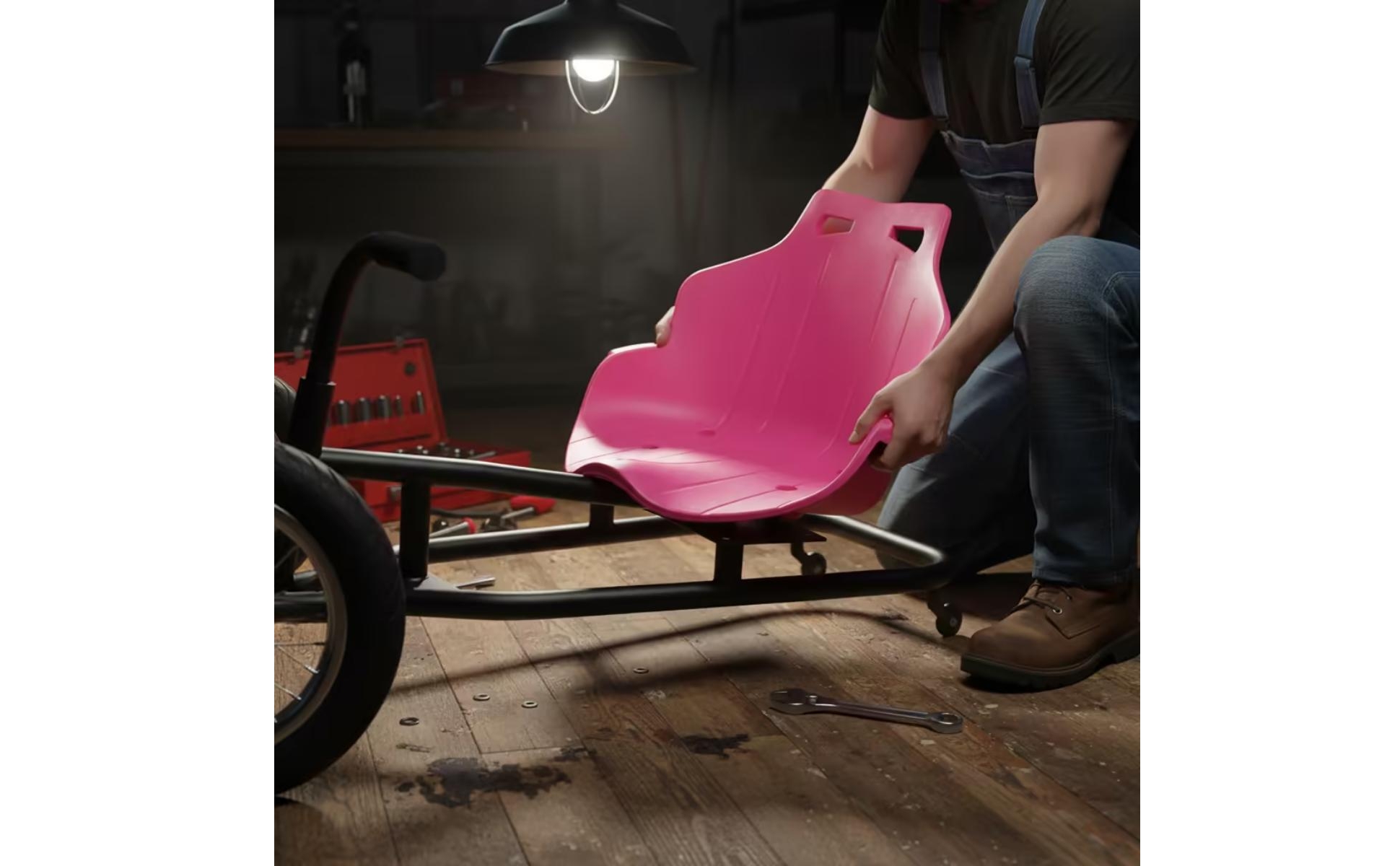 Drift Kart Seat Single-Piece Molded Plastic Seat Contoured for Balance Bikes