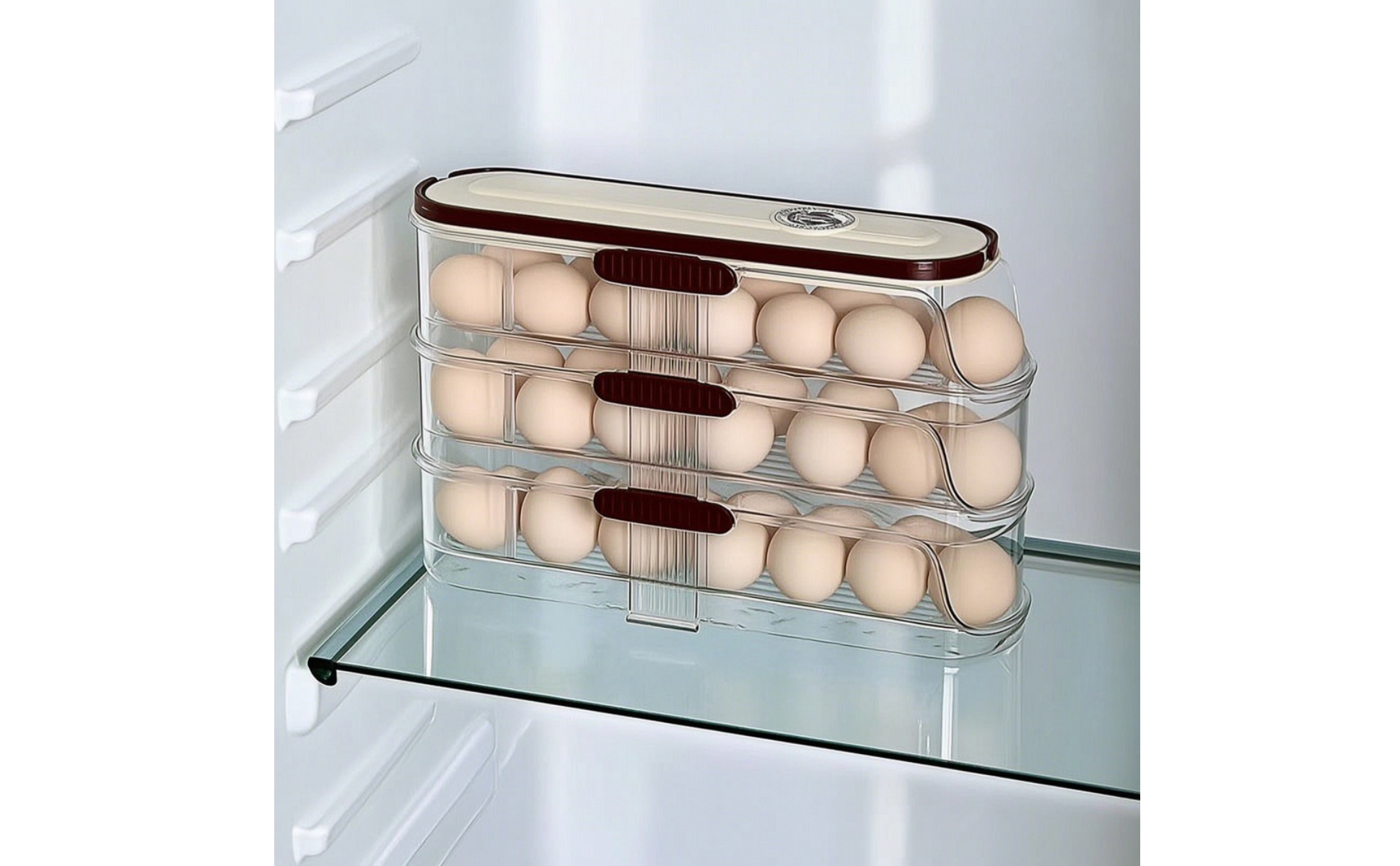 Egg Drawer Three-Layer Egg Holder with Drawer Transparent for Kitchen Counter