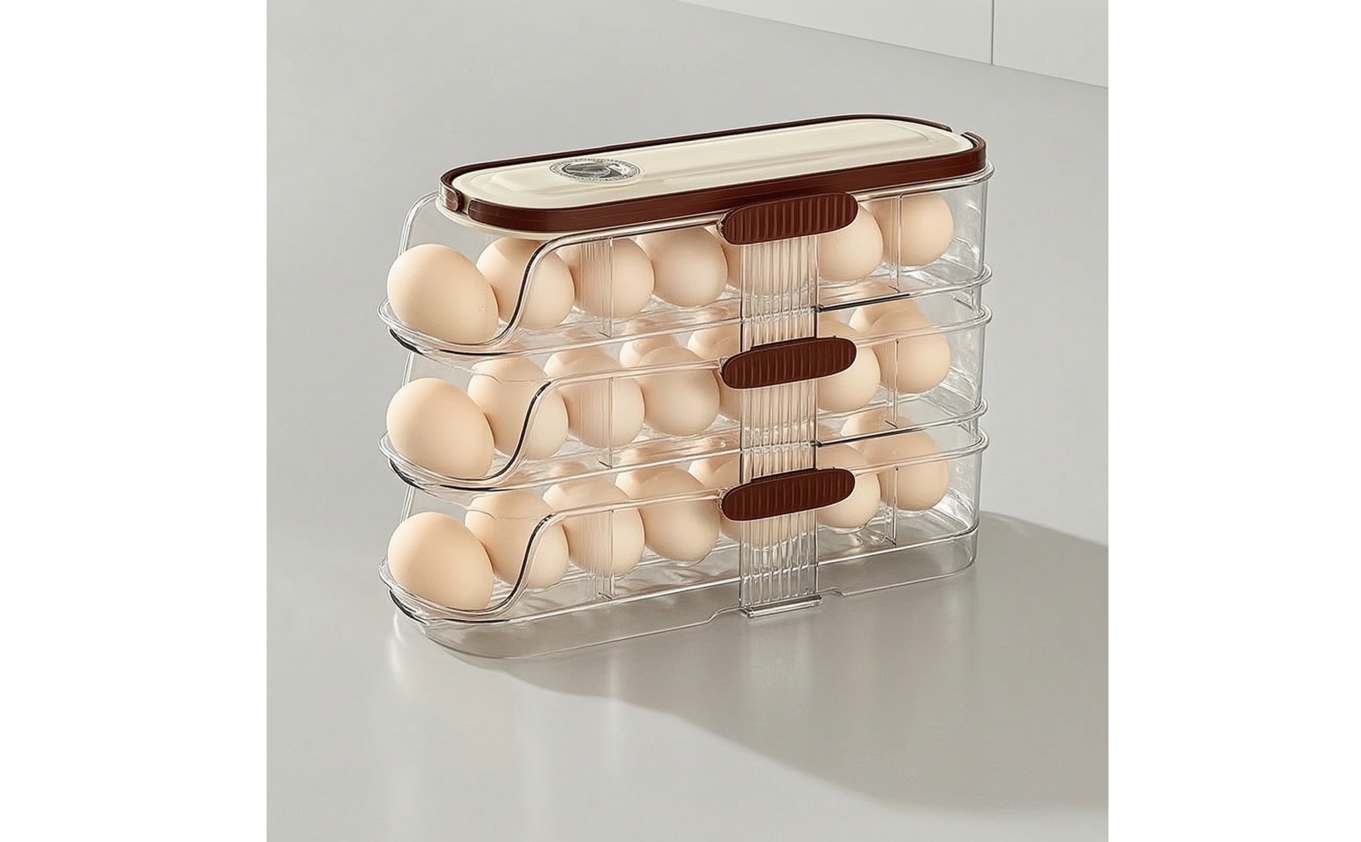 Egg Drawer Three-Layer Egg Holder with Drawer Transparent for Kitchen Counter