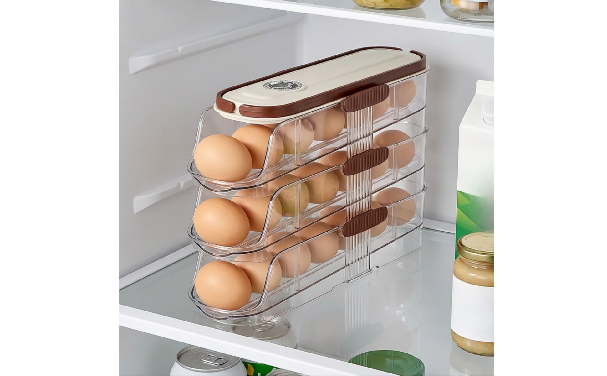 Egg Drawer Three-Layer Egg Holder with Drawer Transparent for Kitchen Counter