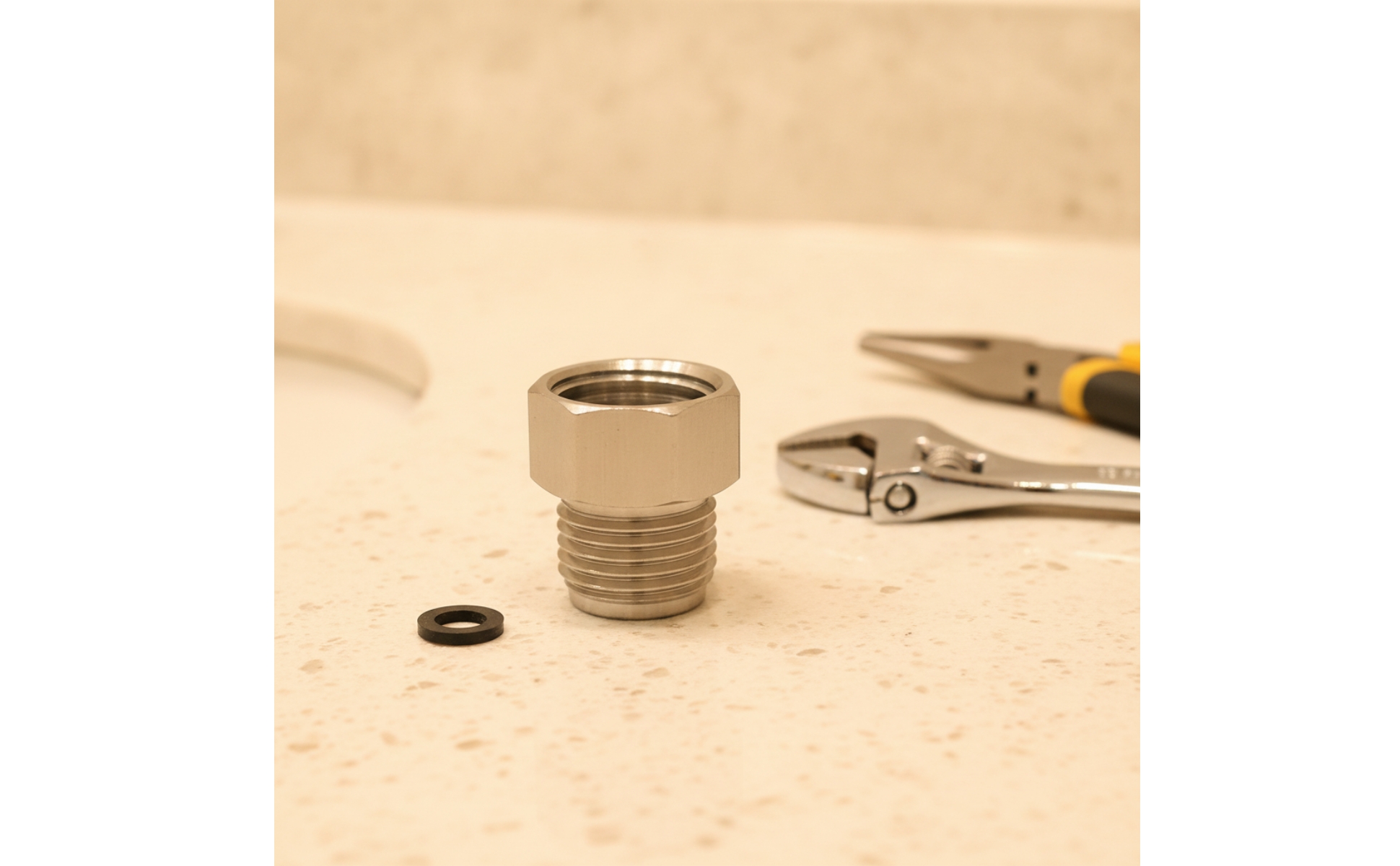 Hex Adapter with Washer Hexagonal Silver for Plumbers, DIYers
