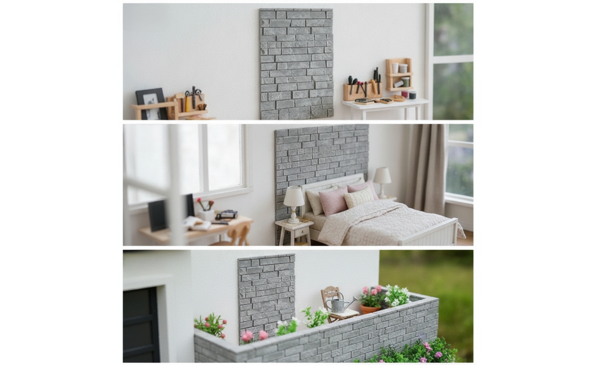 Miniature Brick Wall Textured Miniature Wall Panel Realistic for Hobbyists