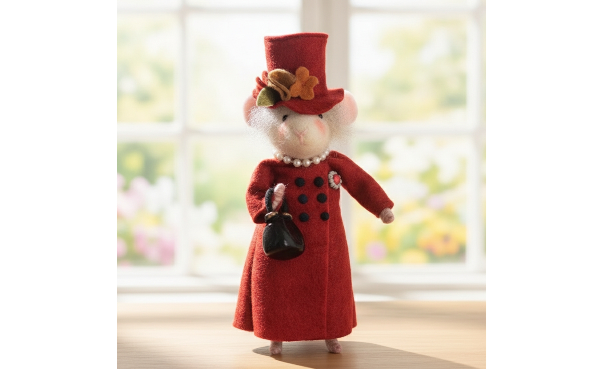 Needle-Felted Miniature Felt with Glasses Artisanal for Collectors