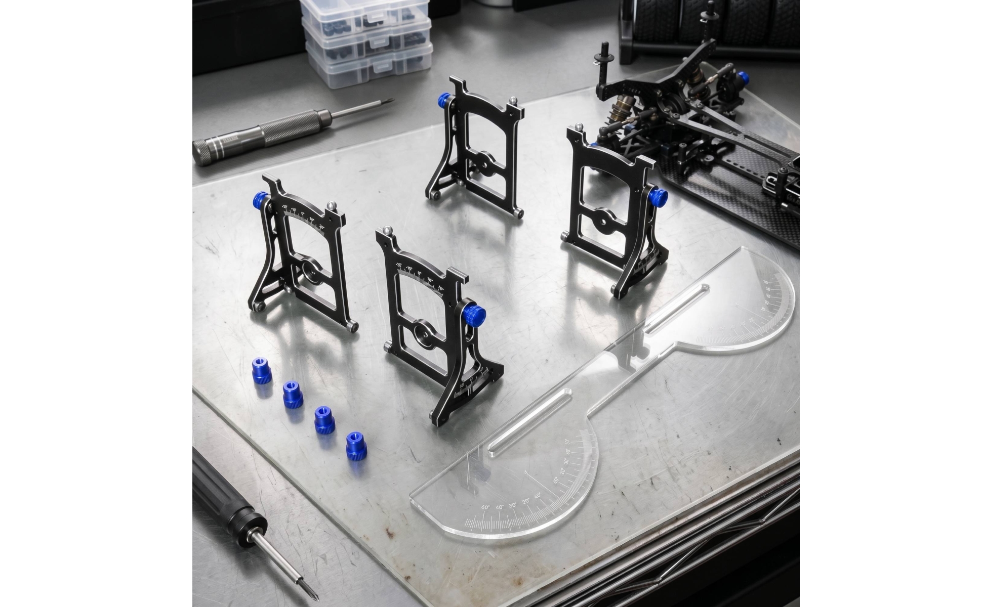 Camber, Toe, and Slip Angle Gauge 1/10 Scale RC Car Alignment Gauge Versatile