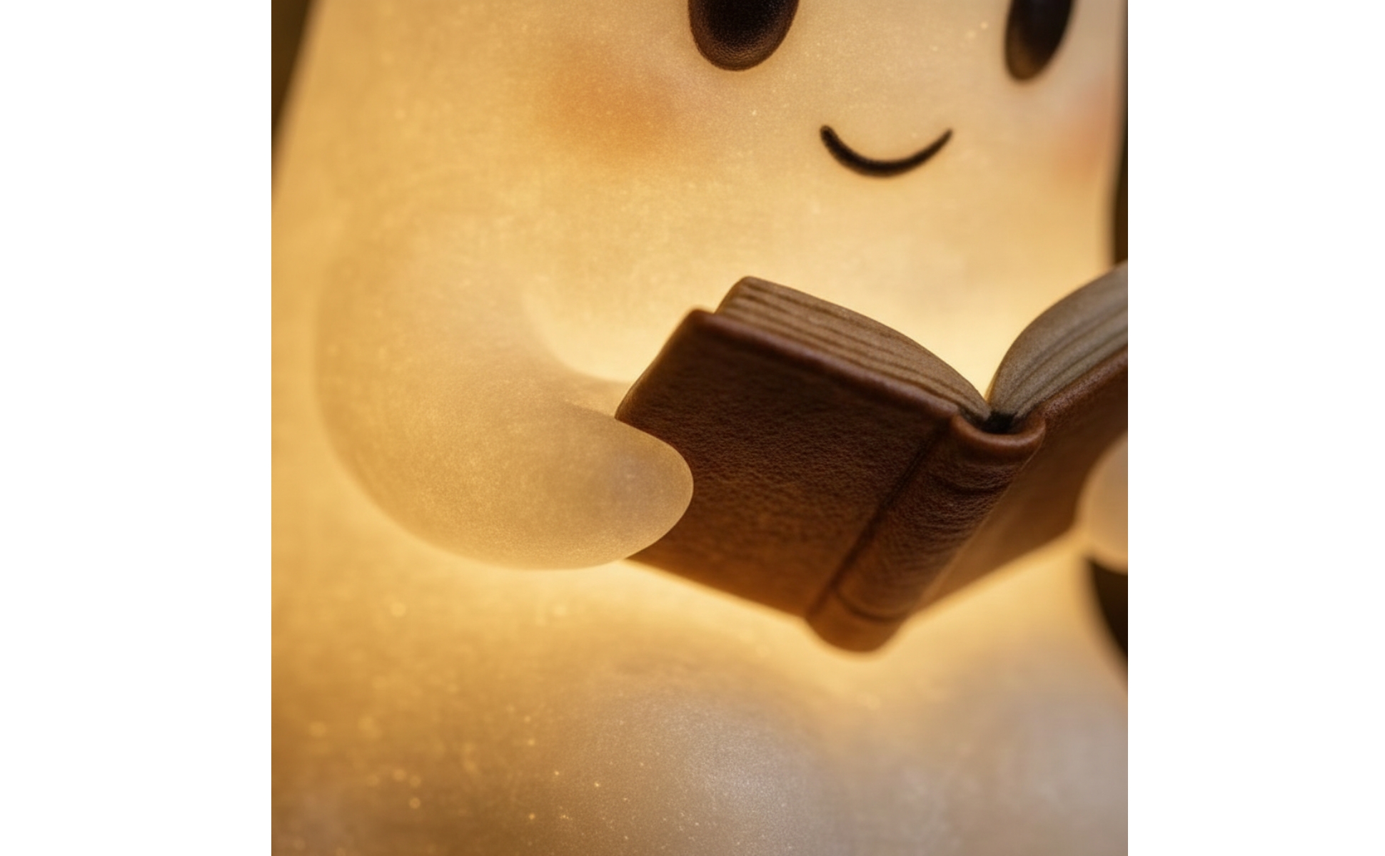 Ghost Night Light with Book Cute Ghost Reading Book Lamp Adorable for Bookshelf