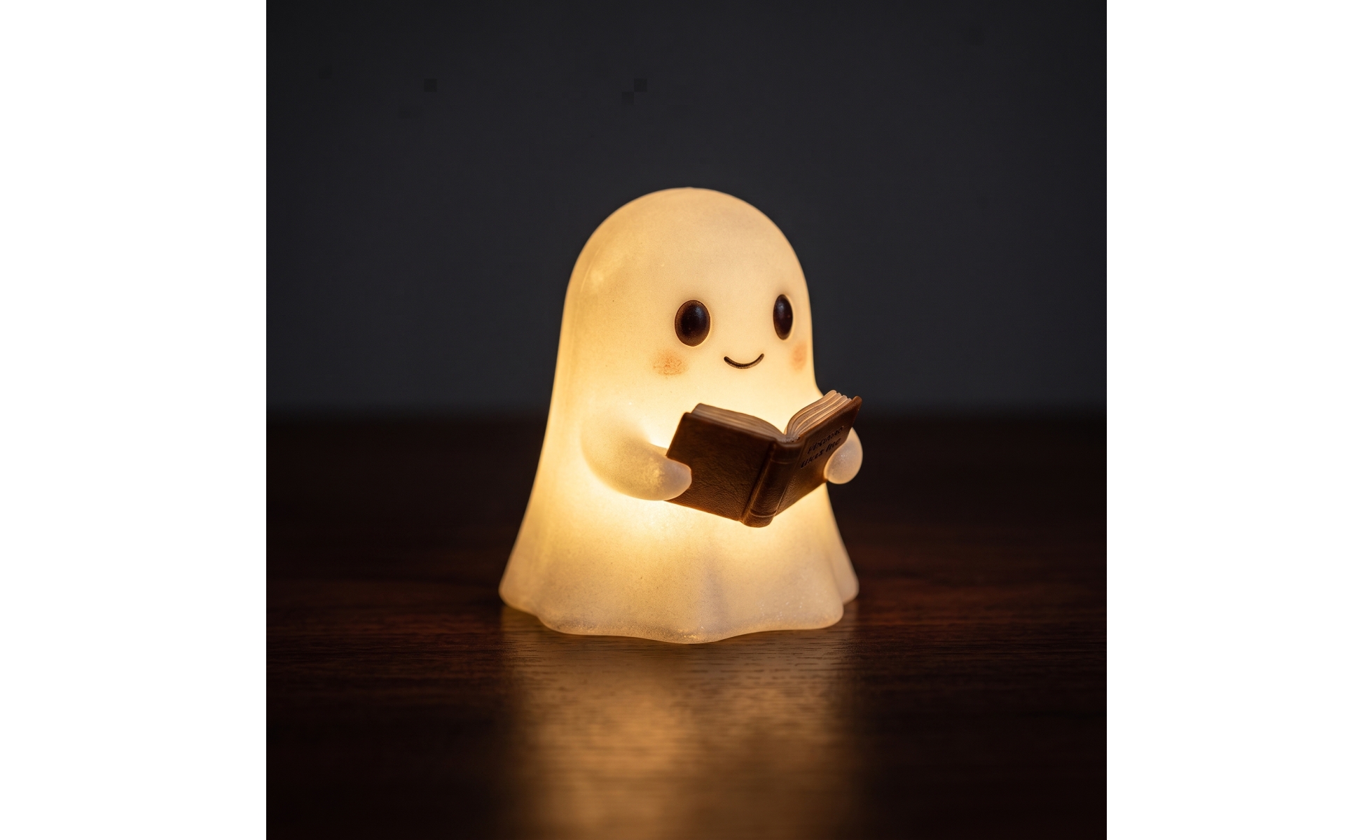 Ghost Night Light with Book Cute Ghost Reading Book Lamp Adorable for Bookshelf