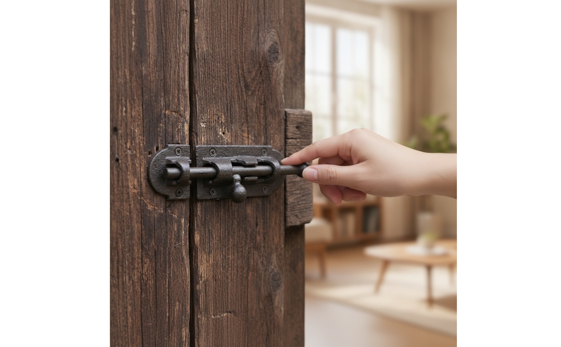 Sliding Bolt Latch Cast Iron Sliding Latch with Strike Plate Surface-Mounted