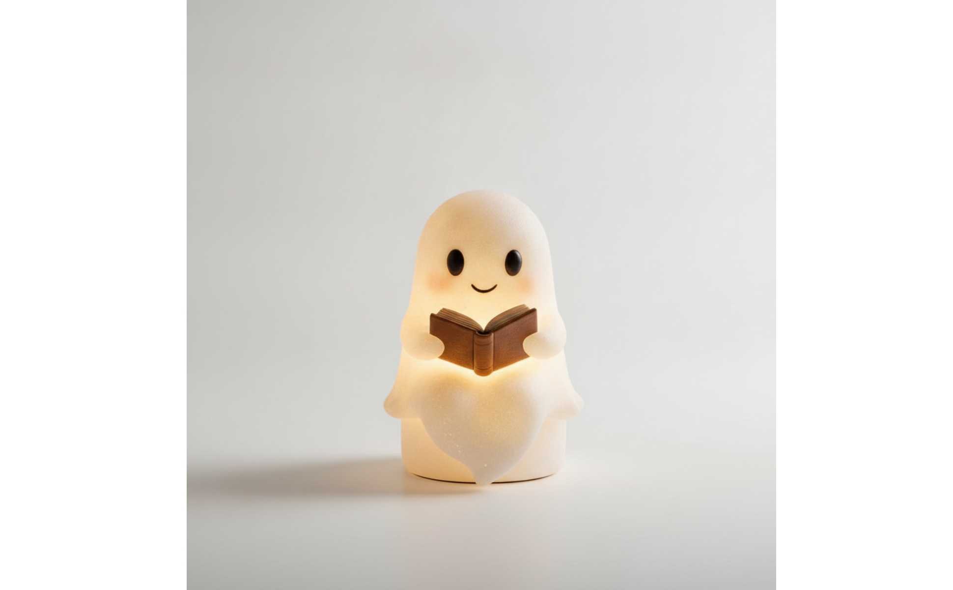 Ghost Night Light with Book Cute Ghost Reading Book Lamp Adorable for Bookshelf